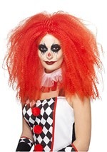 Women's Red Crimped Clown Wig