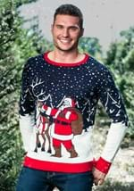 Adult Santa & Reindeer Ugly Christmas Sweater Alt 1