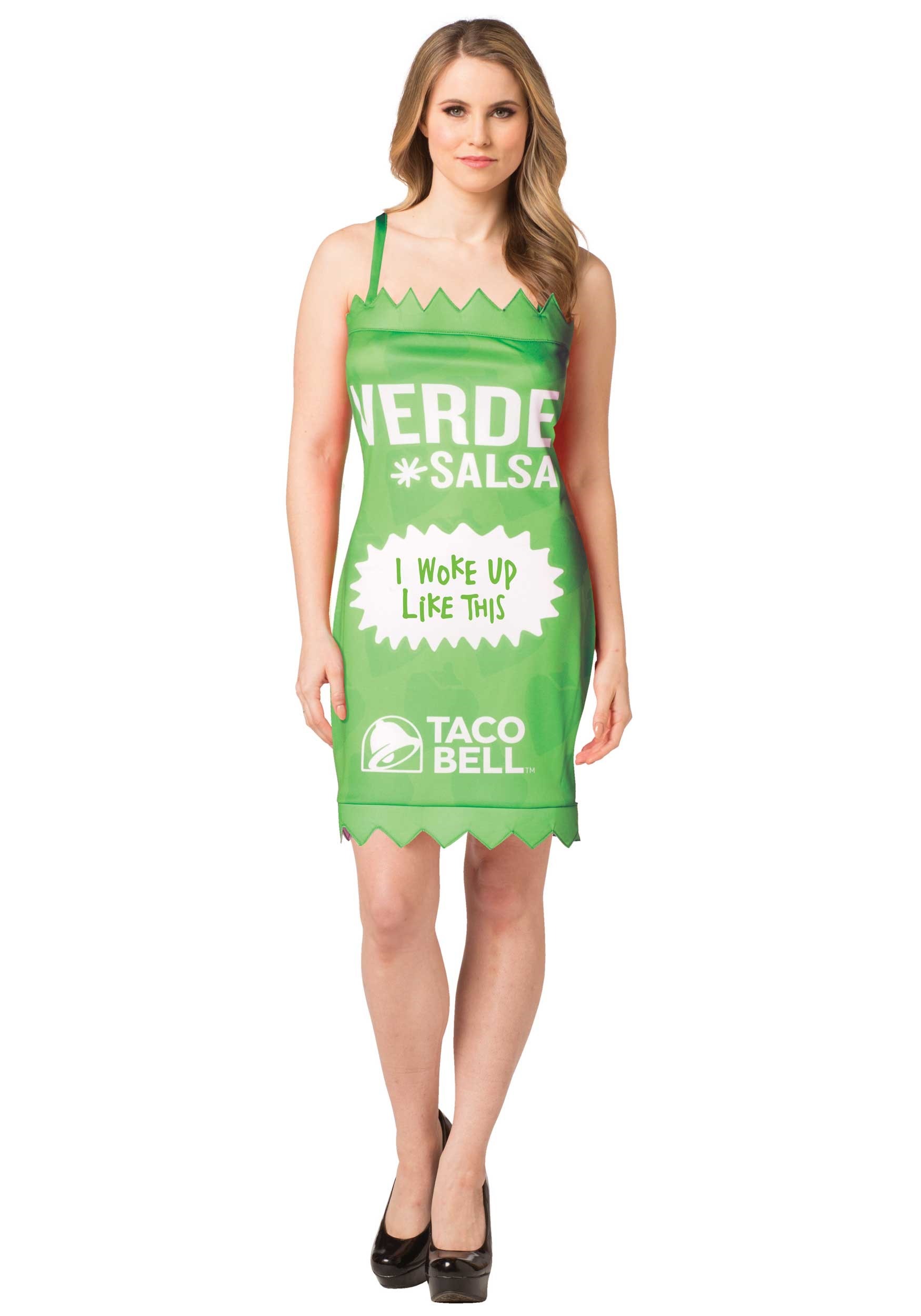 Taco Bell Womens Verde Sauce Packet Fancy Dress Costume