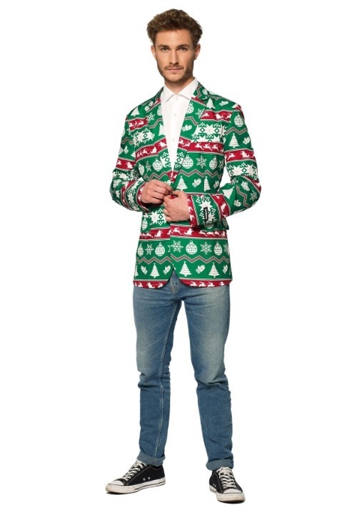 Suitmeister Christmas Green Nordic Mens Blazer