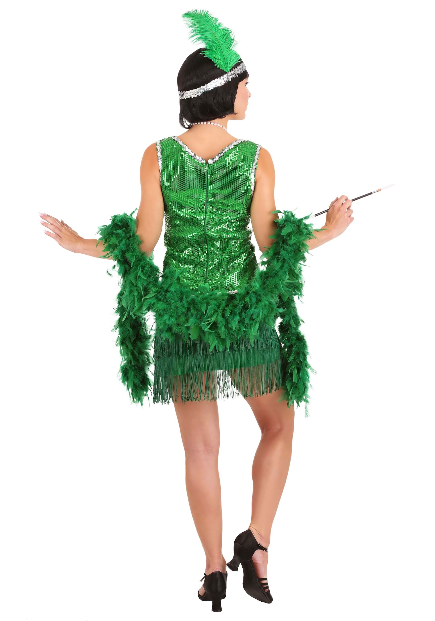 Emerald Flapper Fancy Dress Costume For Women