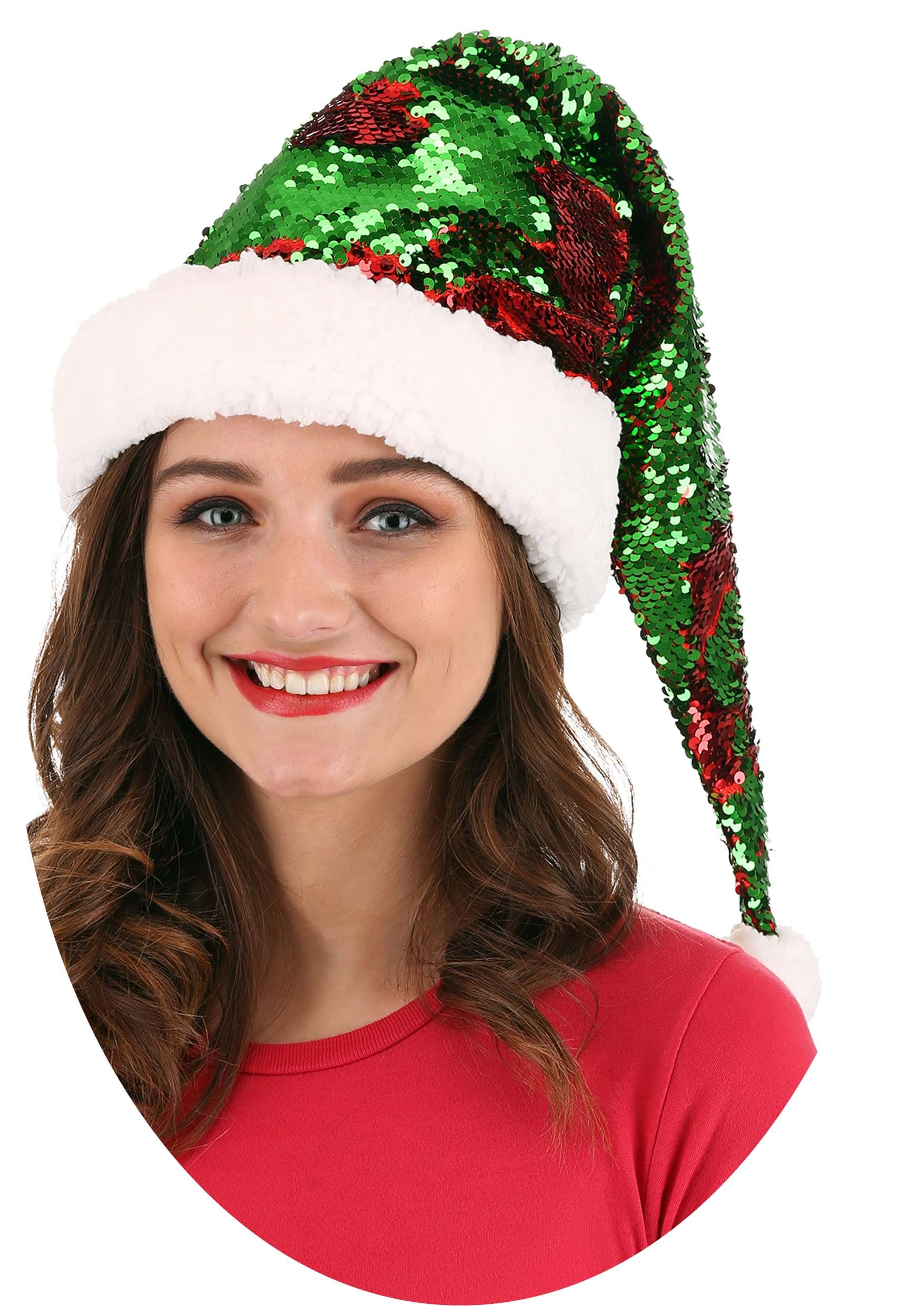 Red/Green Santa Cap Reversible Sequin