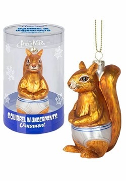 Squirrel in Underpants Glass Ornament