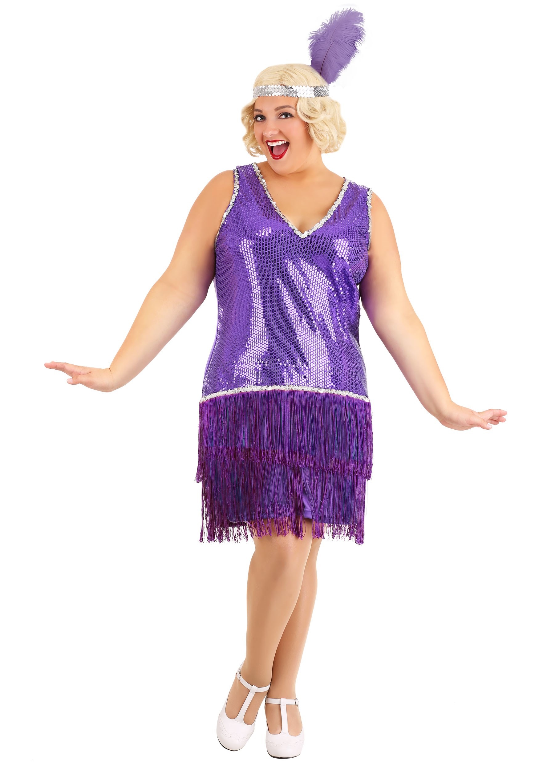 Plus Size Purple Flapper Women's Fancy Dress Costume
