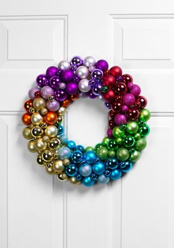 Rainbow Colors Christmas Ball Wreath
