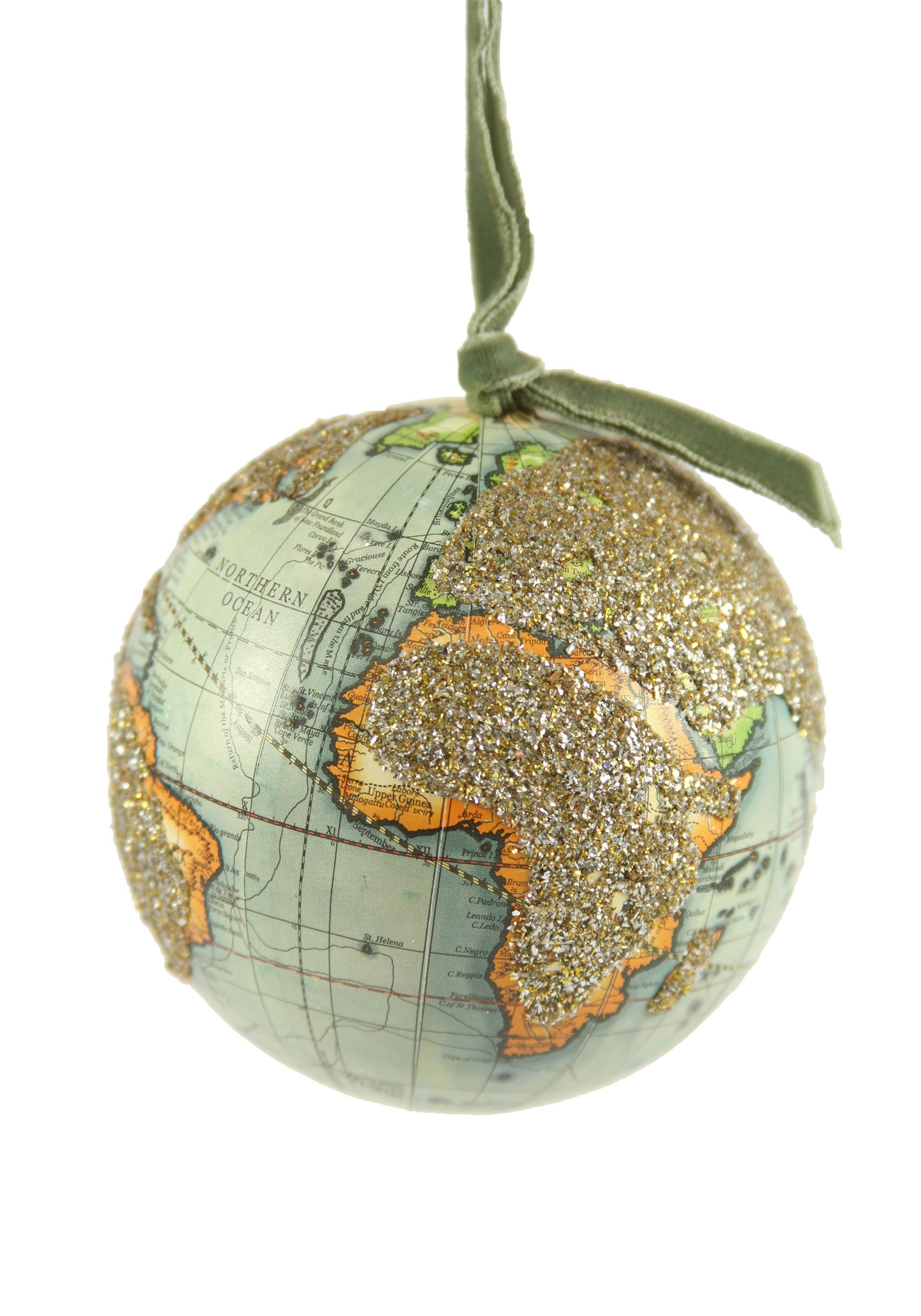 Ornament Glittered World Globe