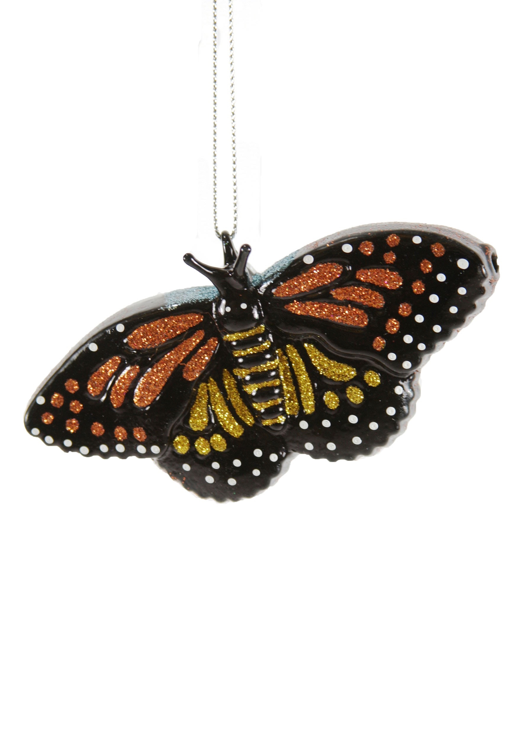 Glass Christmas Ornament Glittery Butterfly