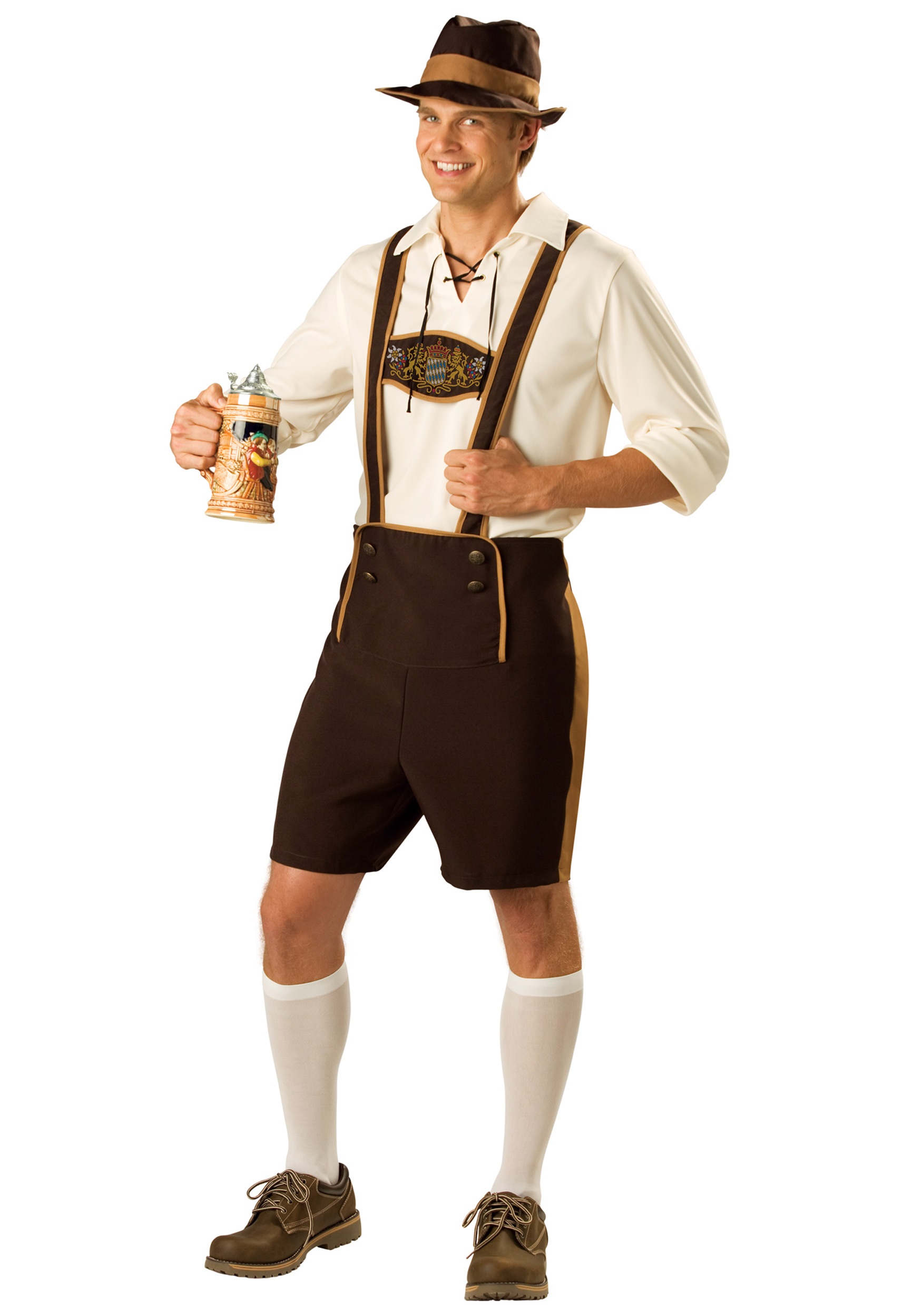 Traditional German Lederhosen Fancy Dress Costume For Men
