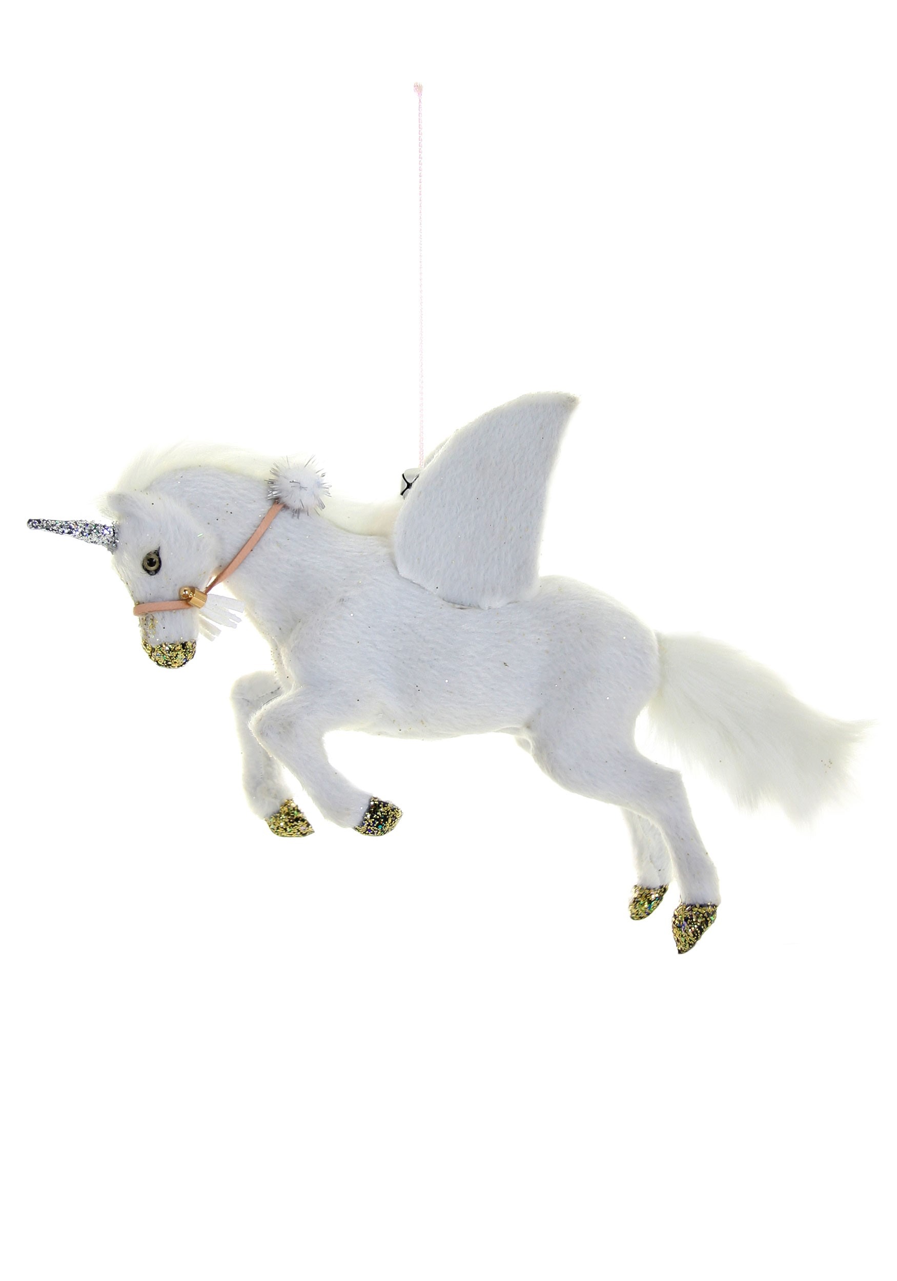 White Fur Winged Unicorn Christmas Ornament