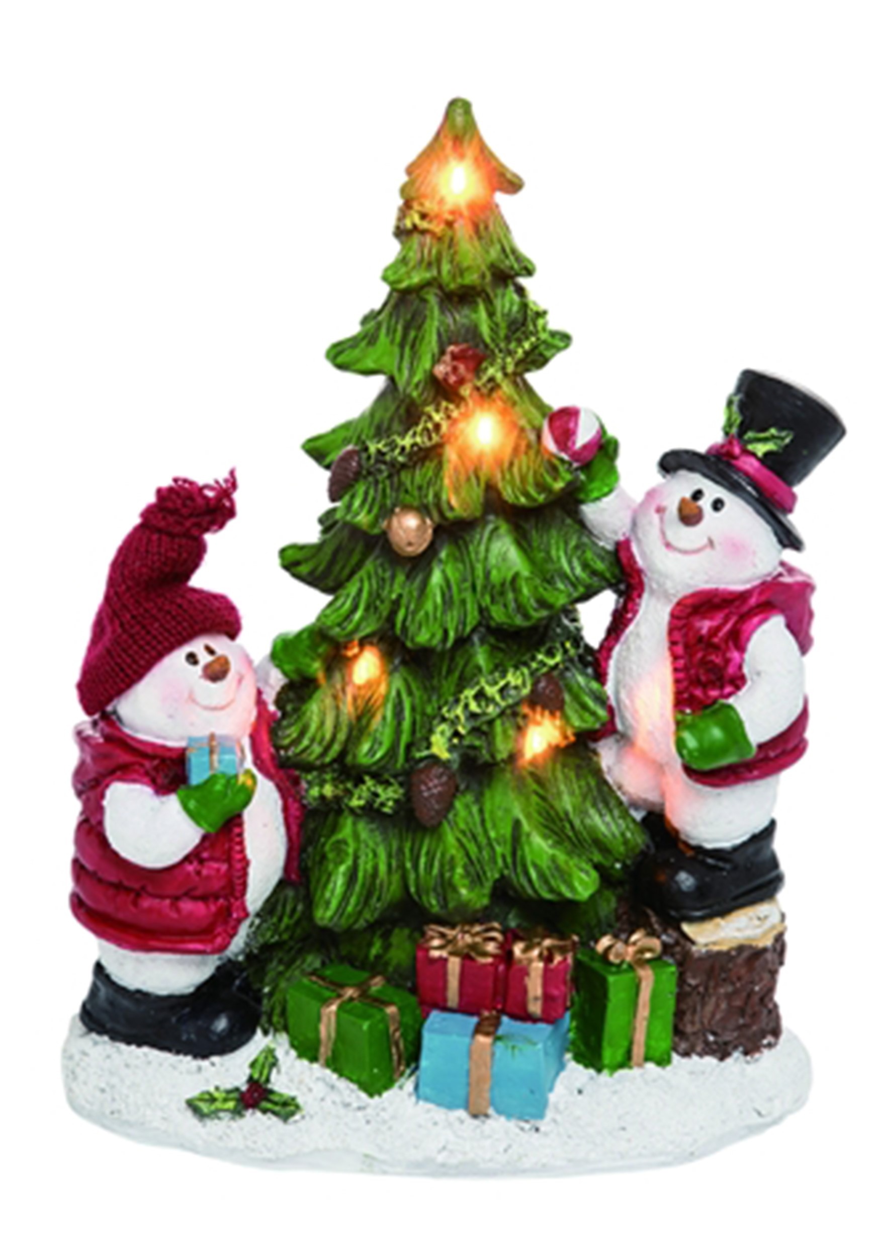 Light Up Resin Snowman Decorating Tree Christmas Figure