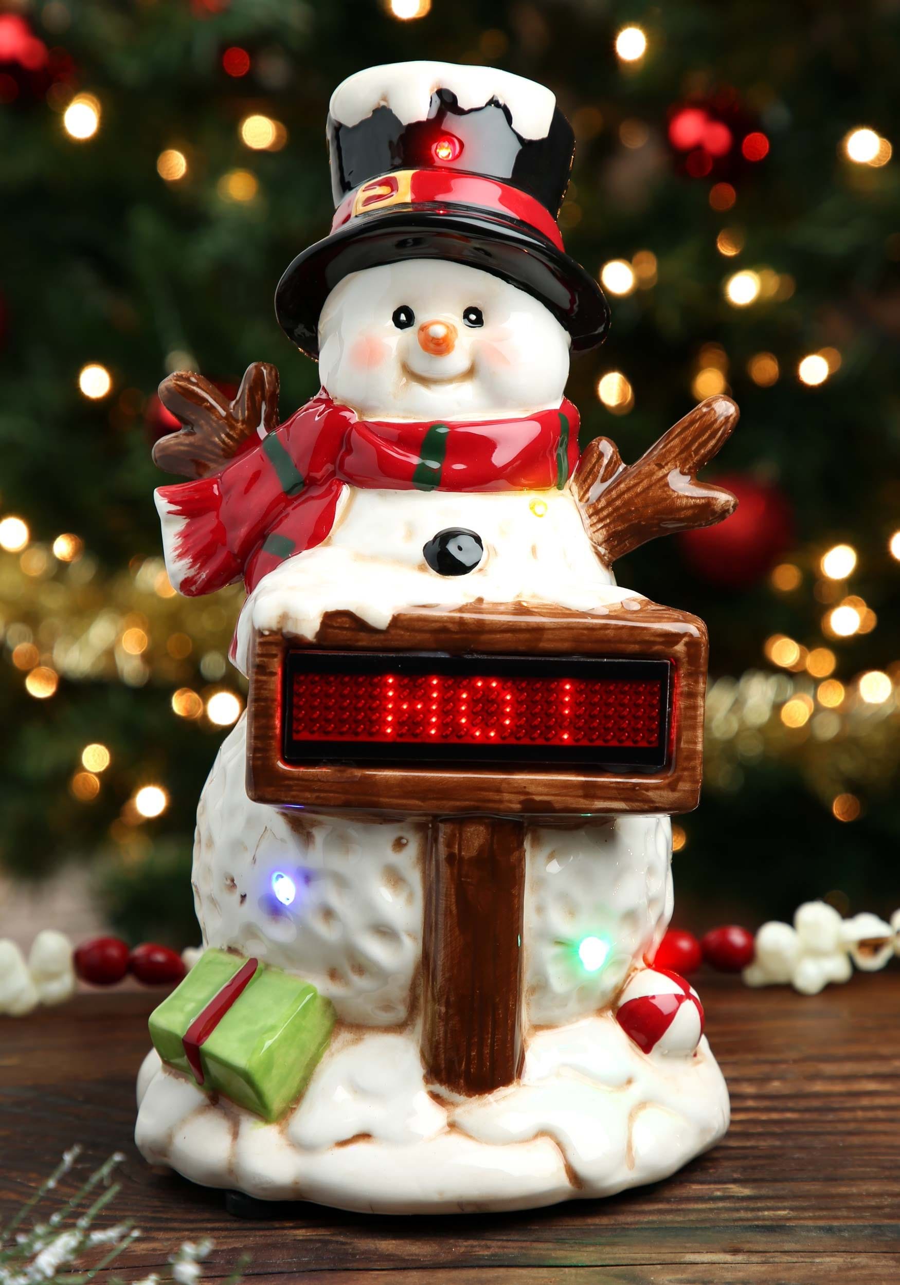 Musical Light Up Snowman with Sign Christmas Decor