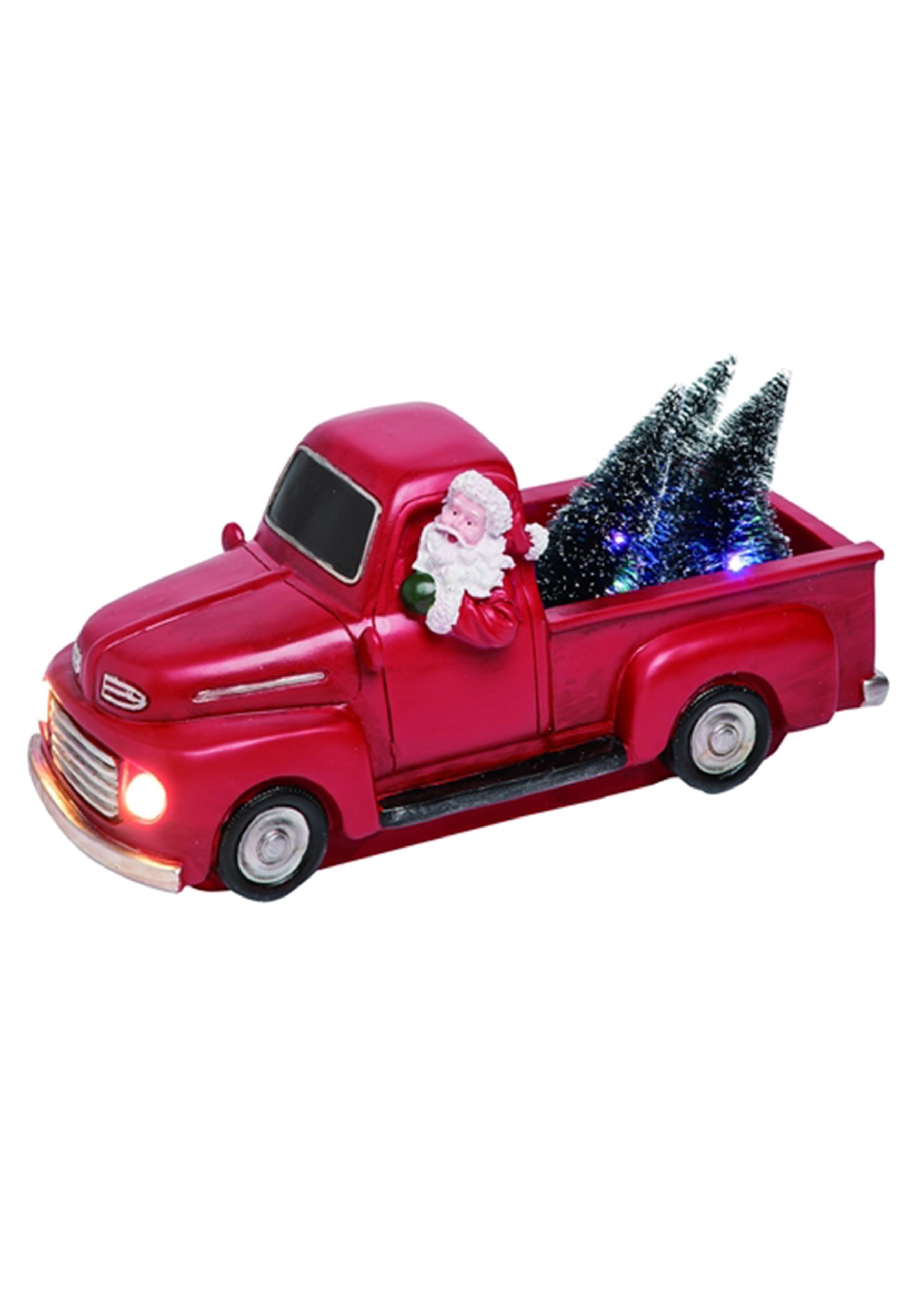 Light Up Resin Santa Truck Decor