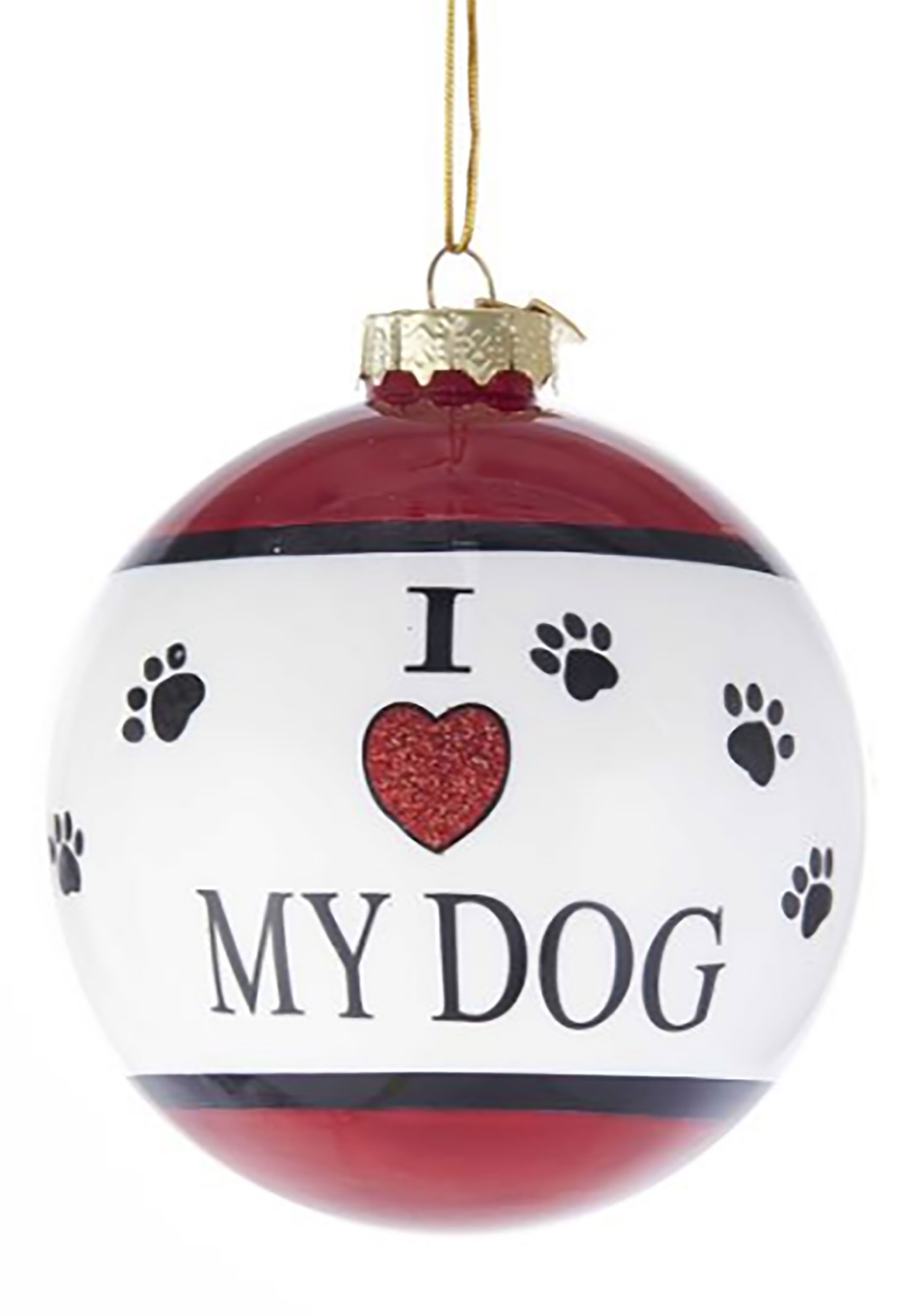 Glass I Love My Dog Ball Ornament