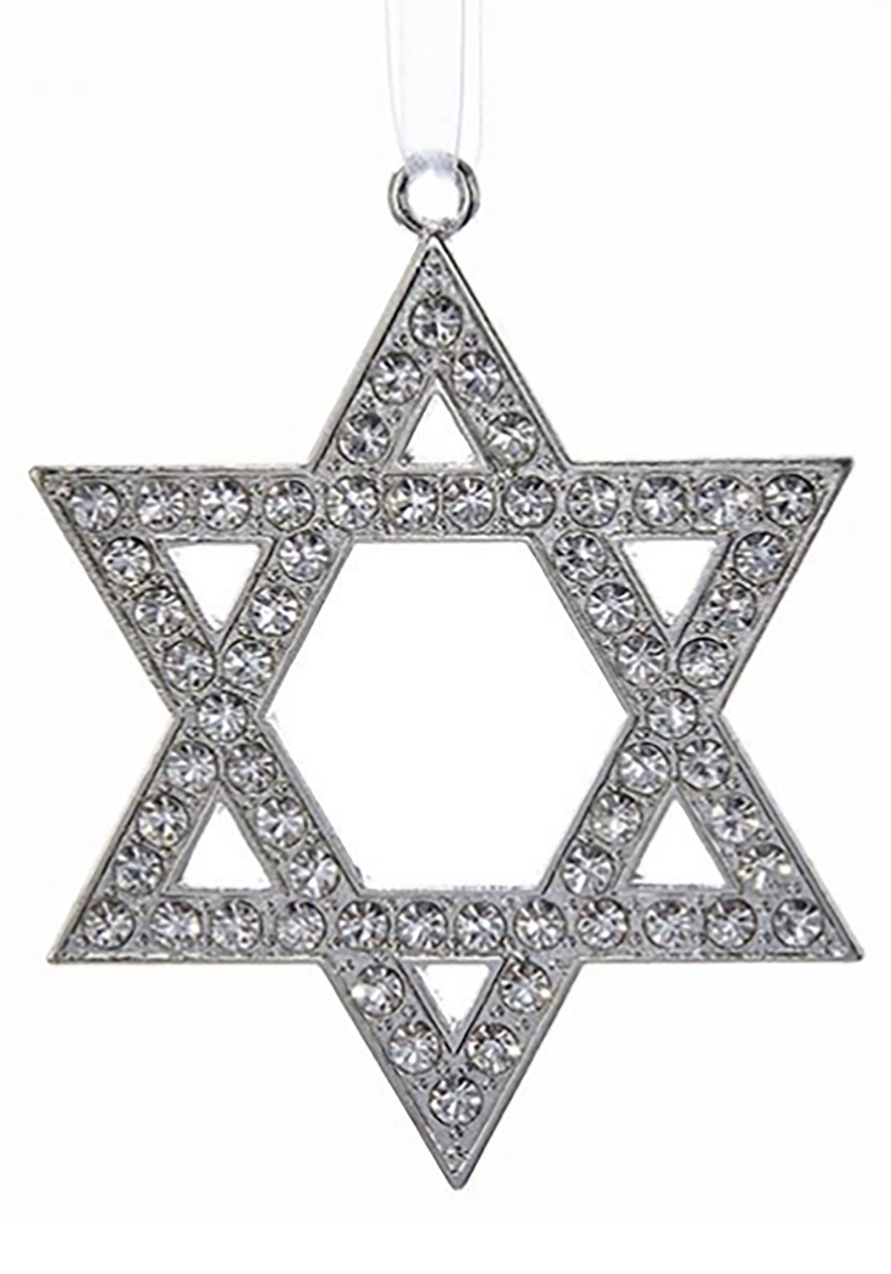 Silver Star of David Metal Ornament