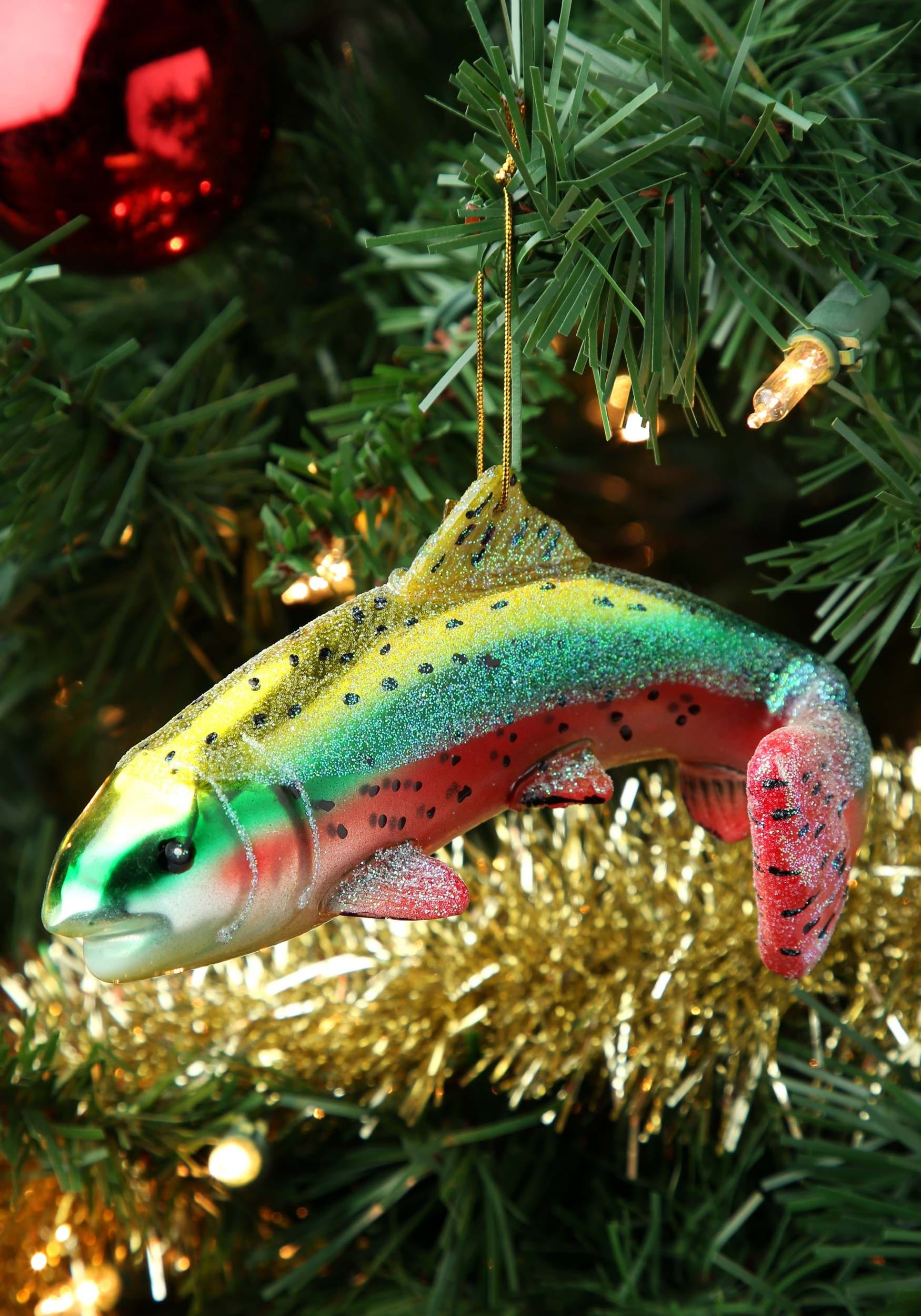 Glass Noble Gems Rainbow Trout Fish Ornament