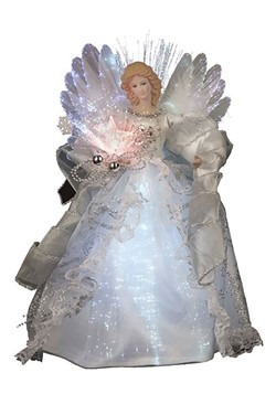 12" White Lighted Angel Tree Topper