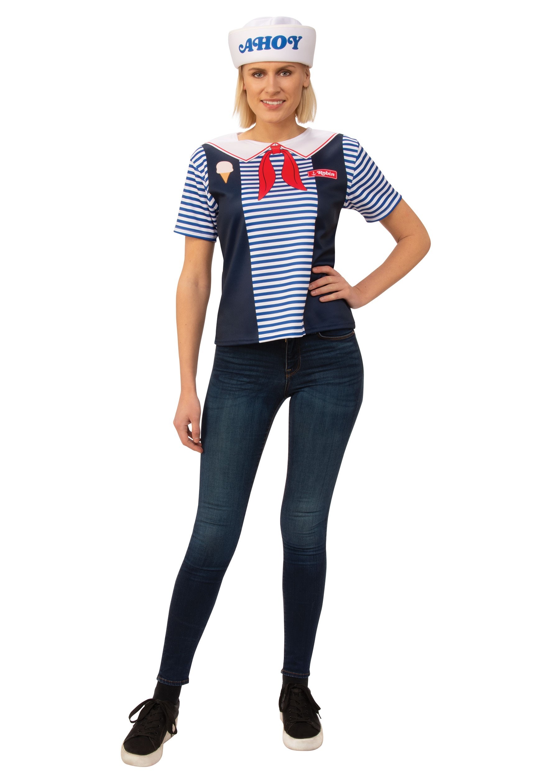 Stranger Things Adult's Robin's Scoops Ahoy Fancy Dress Costume