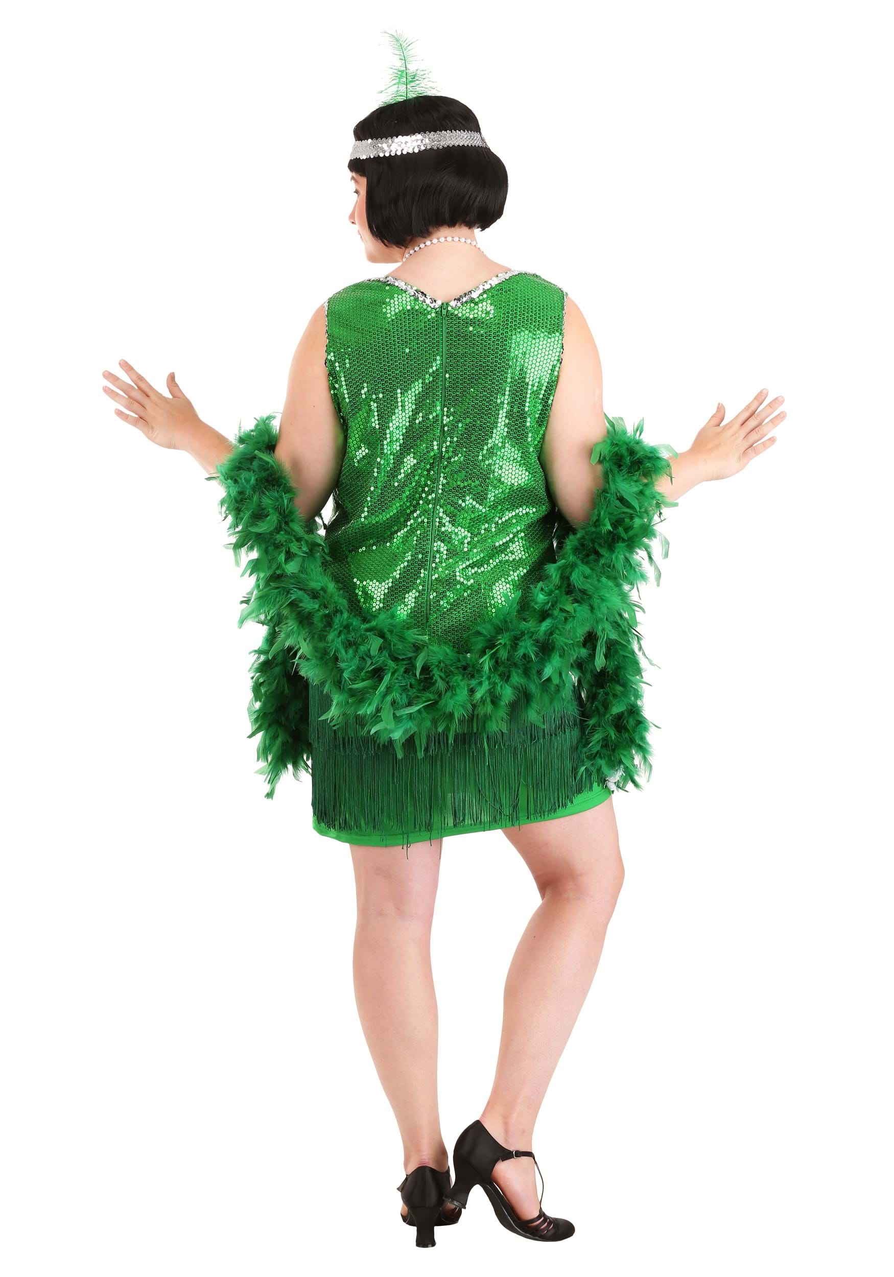 Plus Size Women's Emerald Flapper Fancy Dress Costume