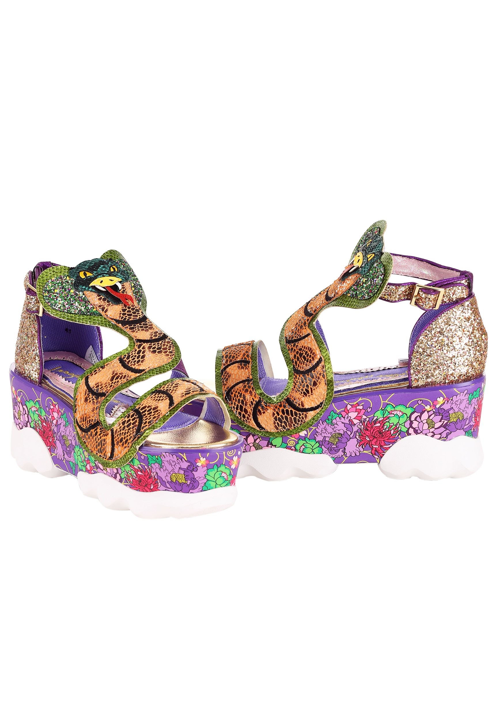 Irregular Choice Jellie Snake Gold and Pink Platform Sandals