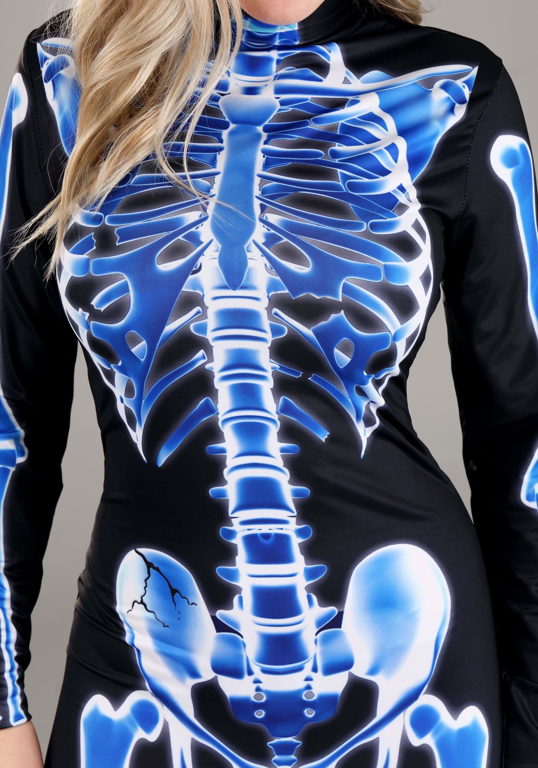 X-Ray Skeleton Jumpsuit Fancy Dress Costume For Women