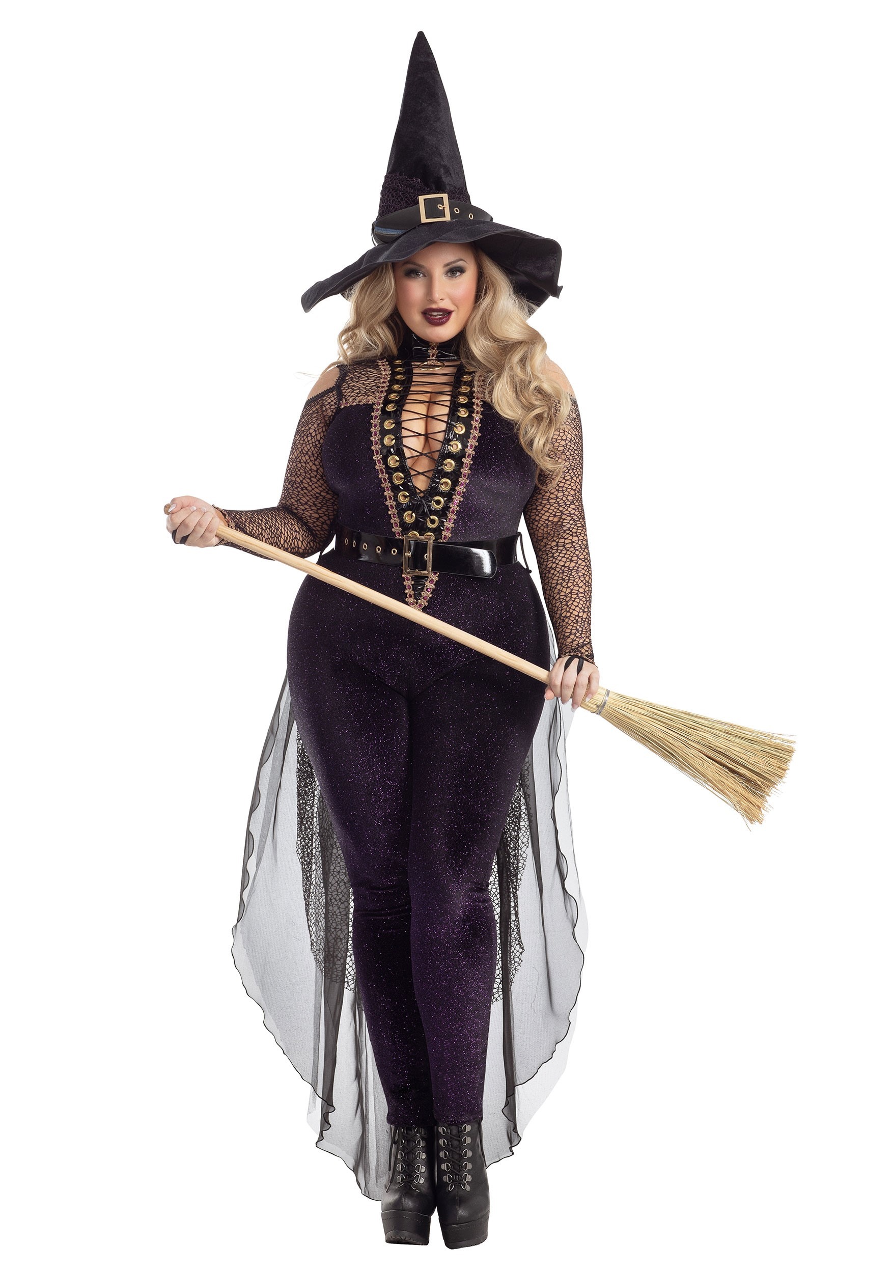 Plus Size Midnight Violet Witch Fancy Dress Costume For Women