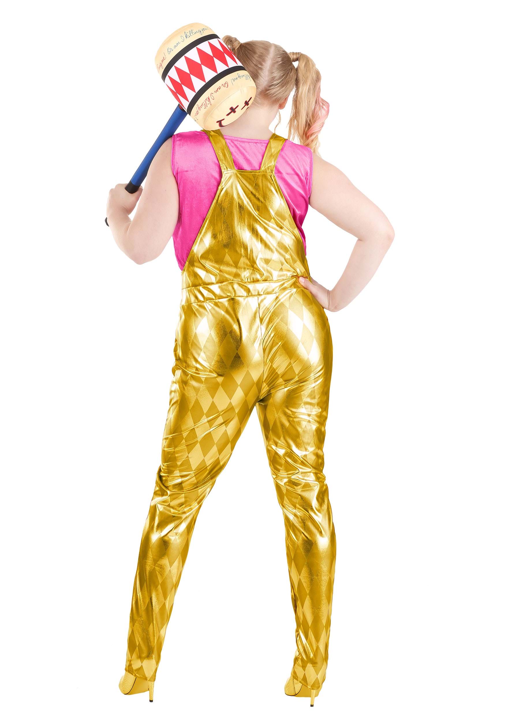 Plus Size Harley Quinn Gold Overalls Fancy Dress Costume For Women