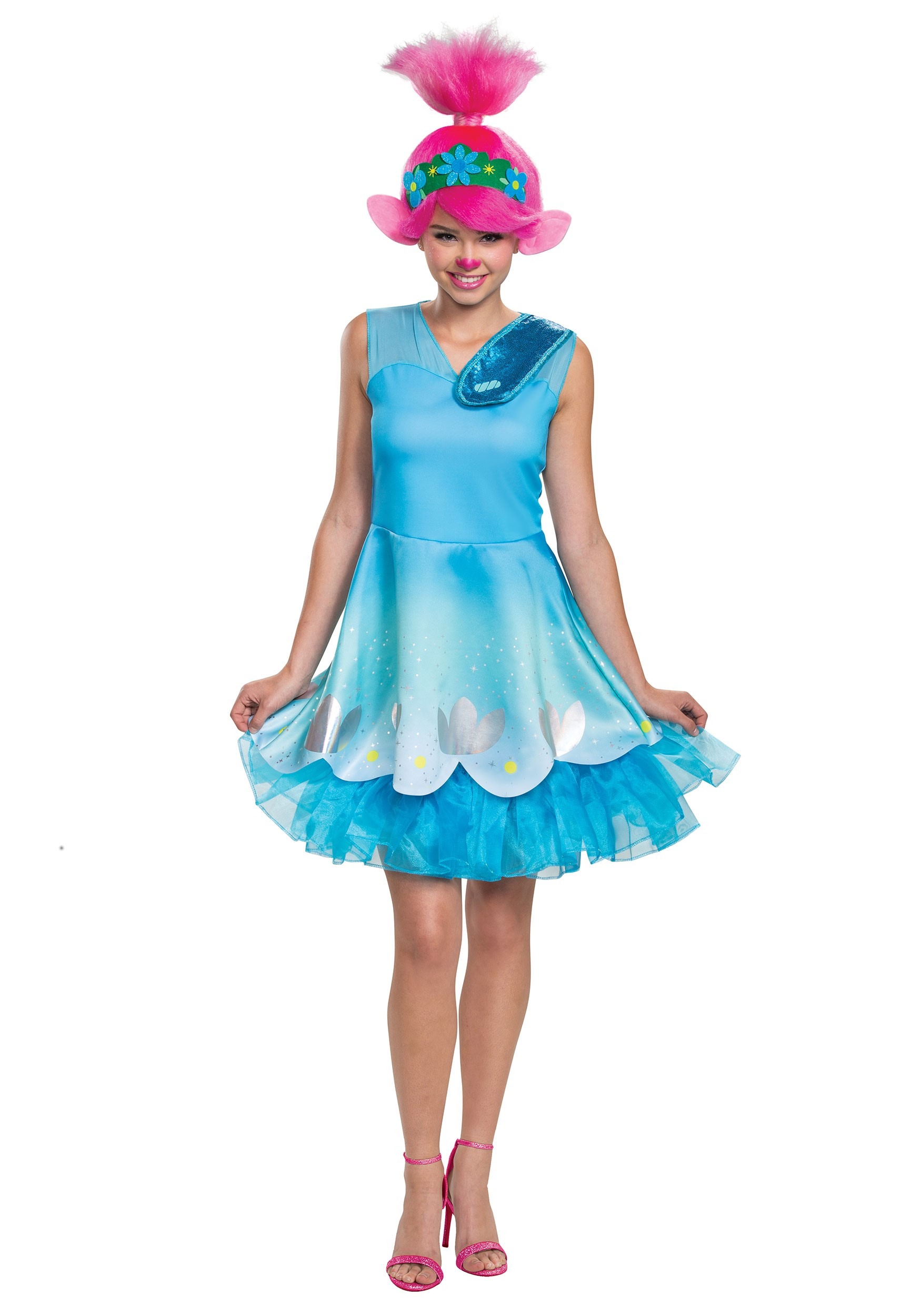  Fun Costumes Adult Trolls Lady Glitter Sparkles, Halloween  Outfit with Wig : Clothing, Shoes & Jewelry
