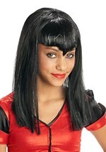 Kids Black Glitter Vampire Widow Peak Wig Alt 1