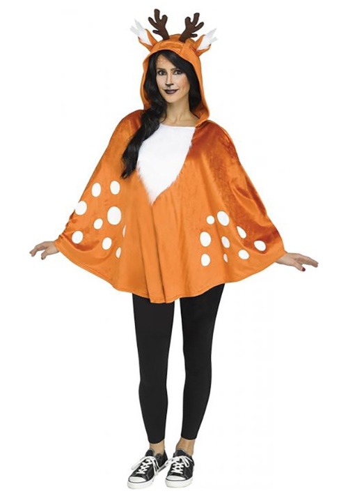 Womens Hooded Deer Poncho Costume