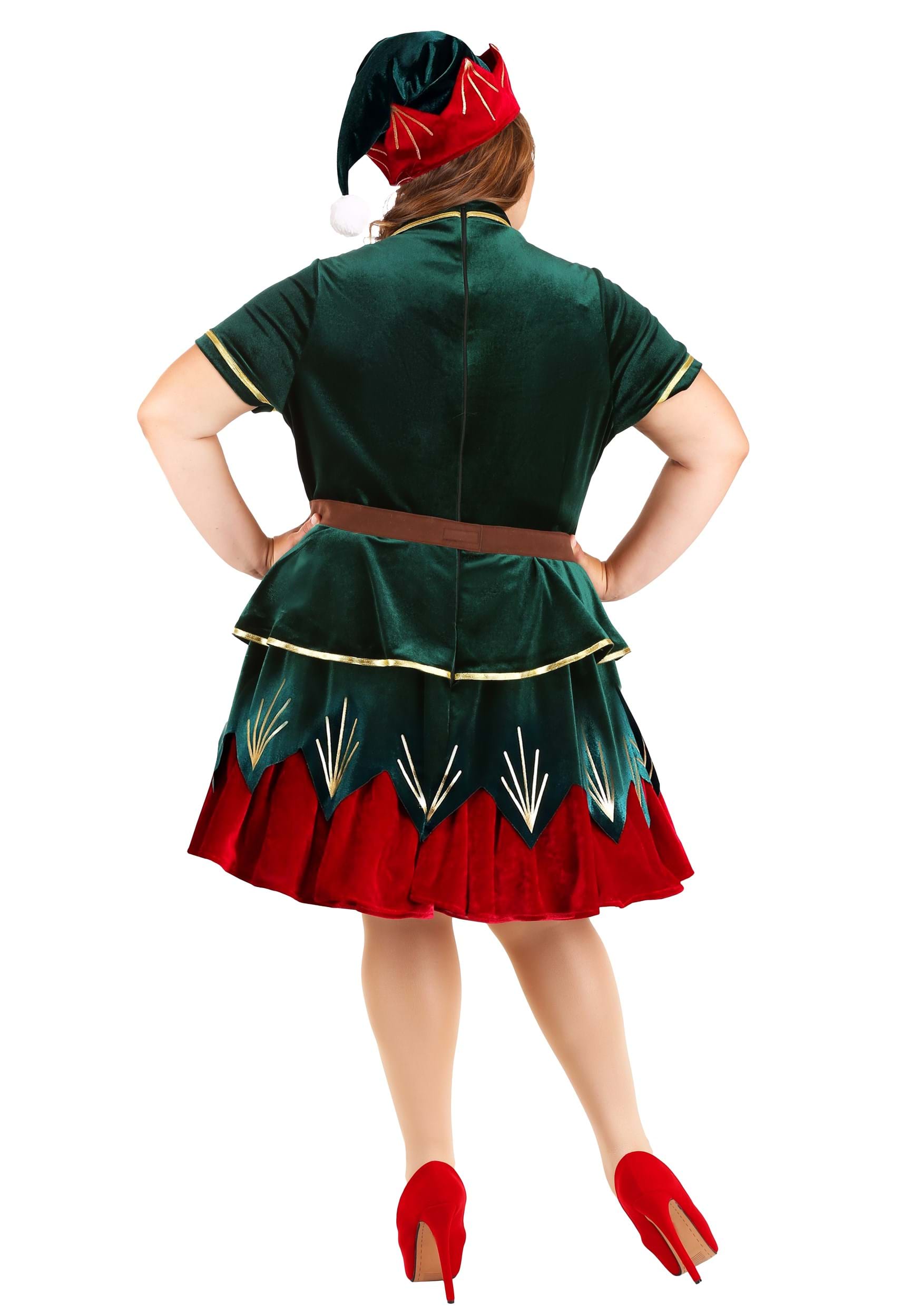 Plus Size Deluxe Holiday Elf Fancy Dress Costume For Women
