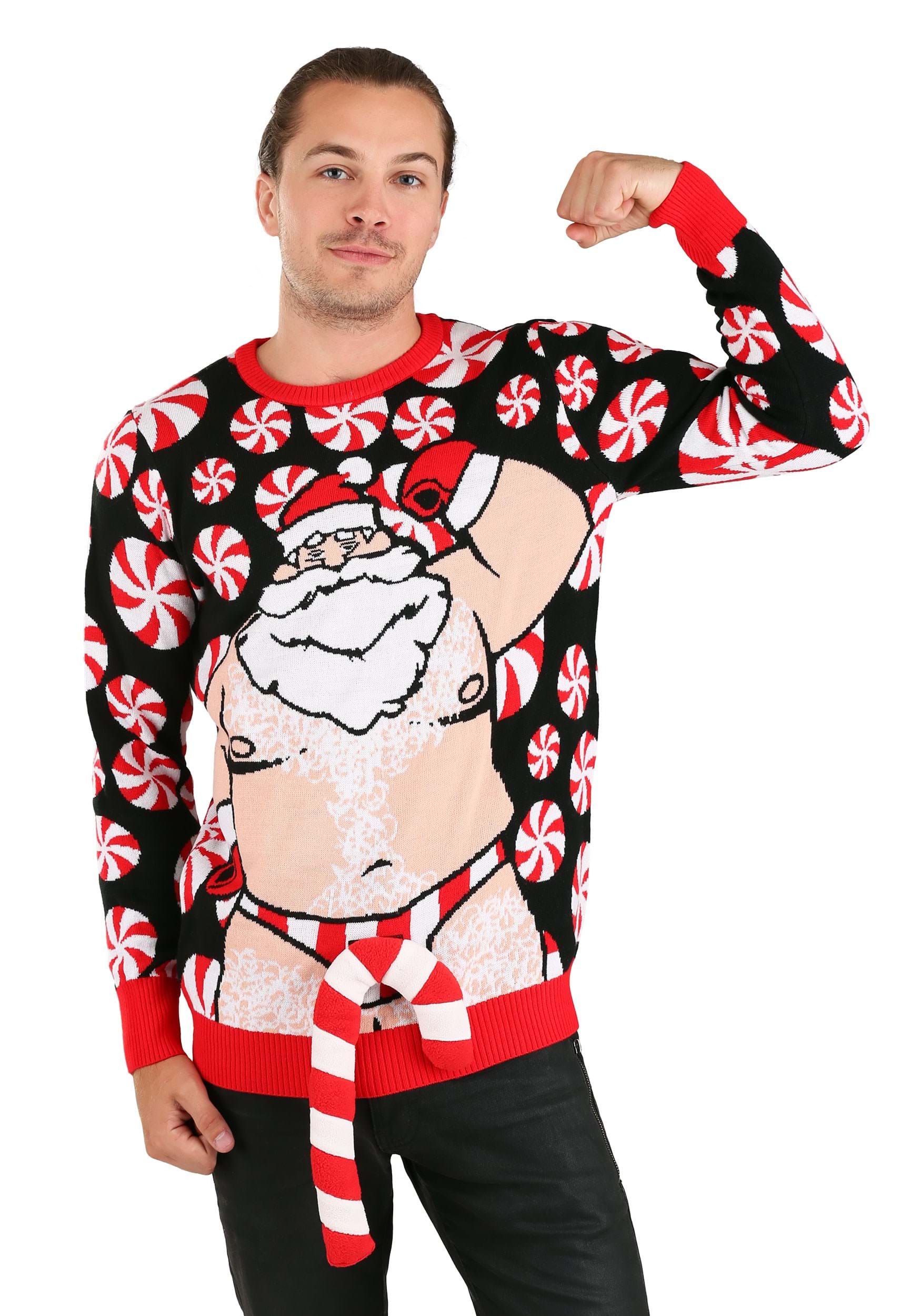 Adult Ugly Santa Candy Cane Christmas Sweater , Adult Christmas Sweaters