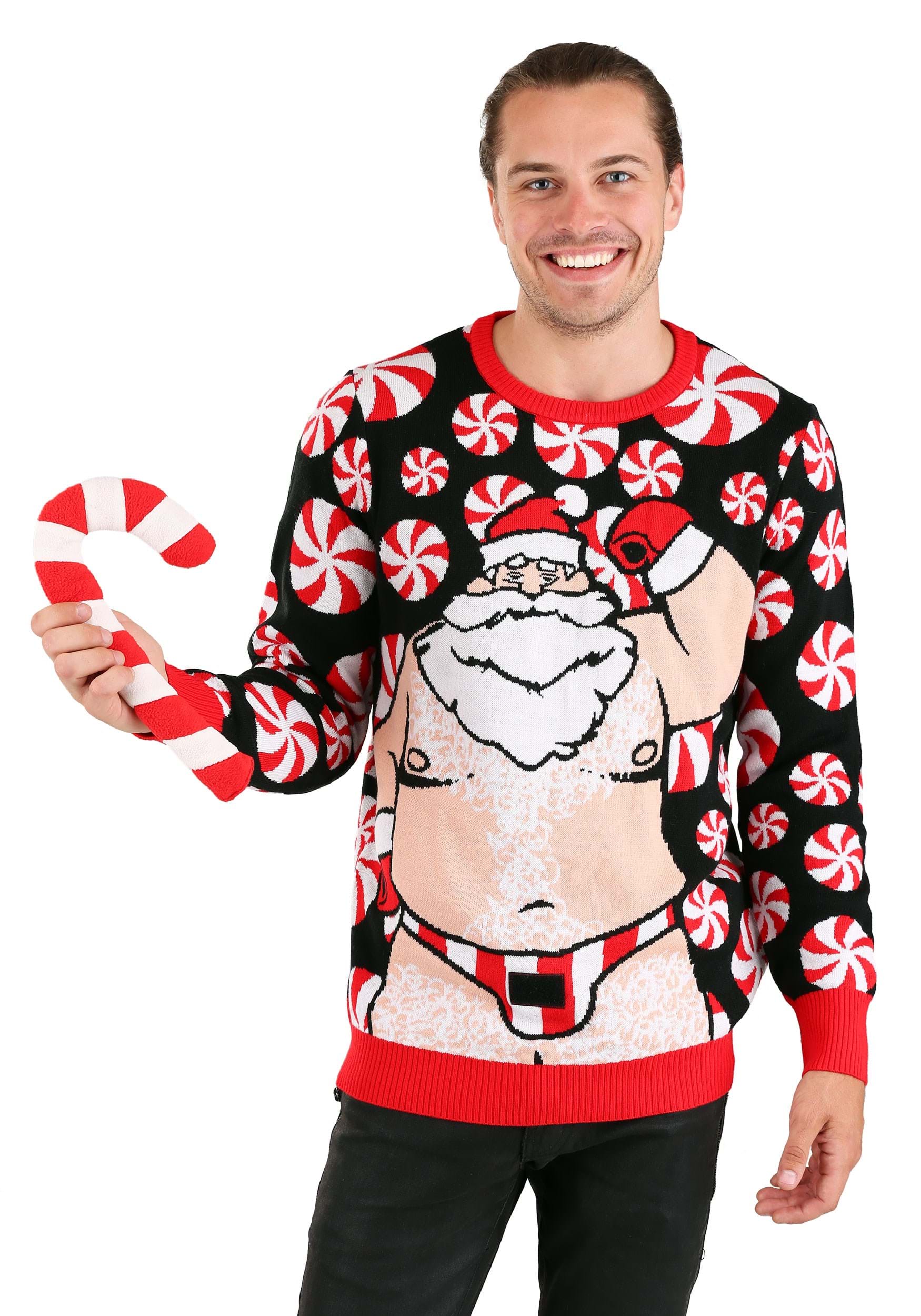 Adult Ugly Santa Candy Cane Christmas Sweater , Adult Christmas Sweaters