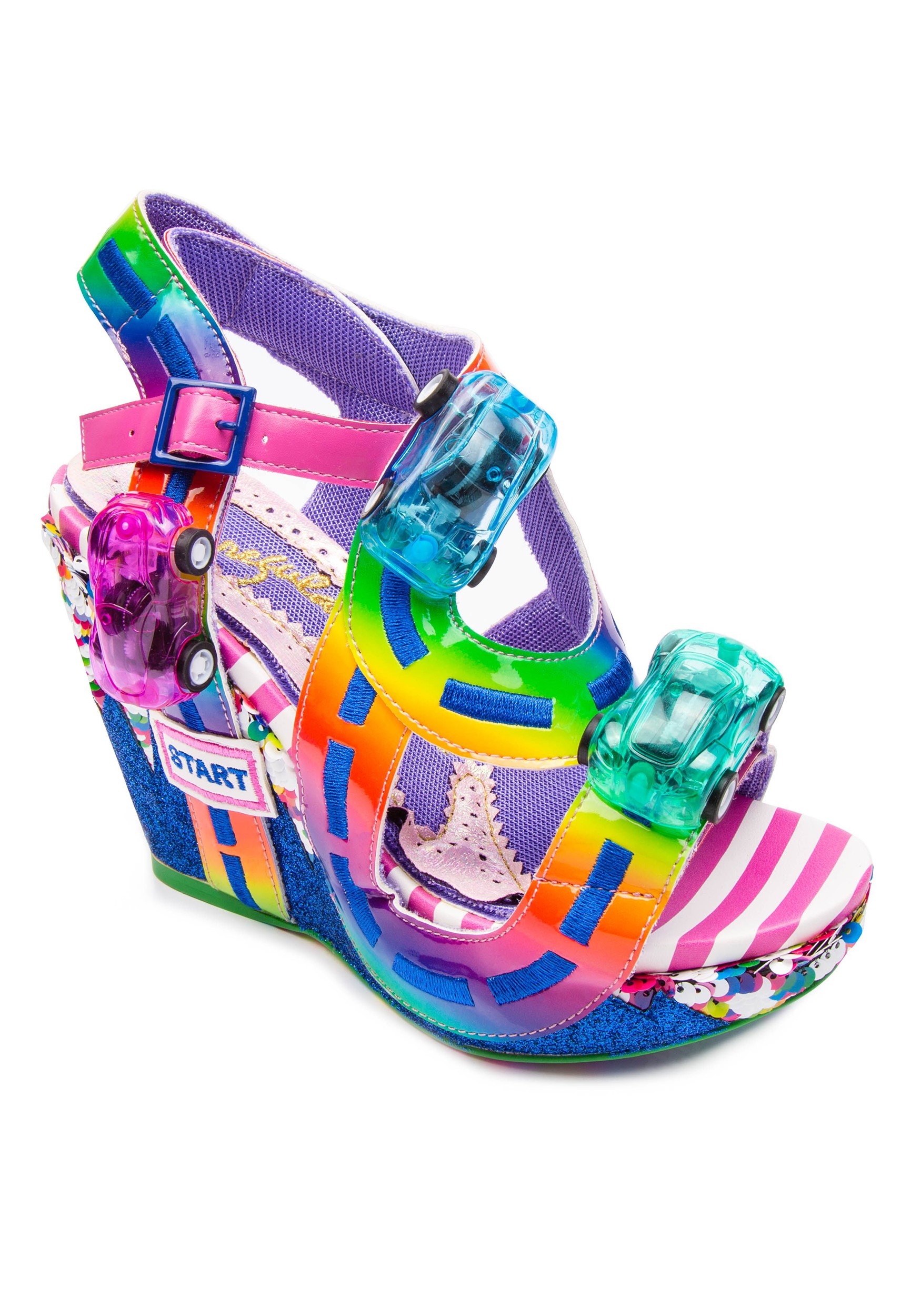 Irregular Choice Spaghetti Junction Rainbow Wedge Heeled Sandals