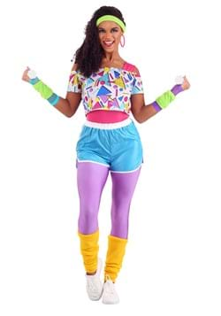 Ladies Retro Outfit Sportswear Womes 90s Carnival Fancy Dress