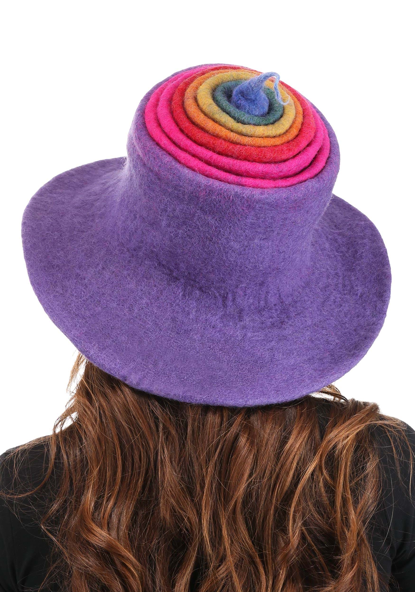 Rainbow Borealis Heartfelted Witch Fancy Dress Costume Hat For Adults