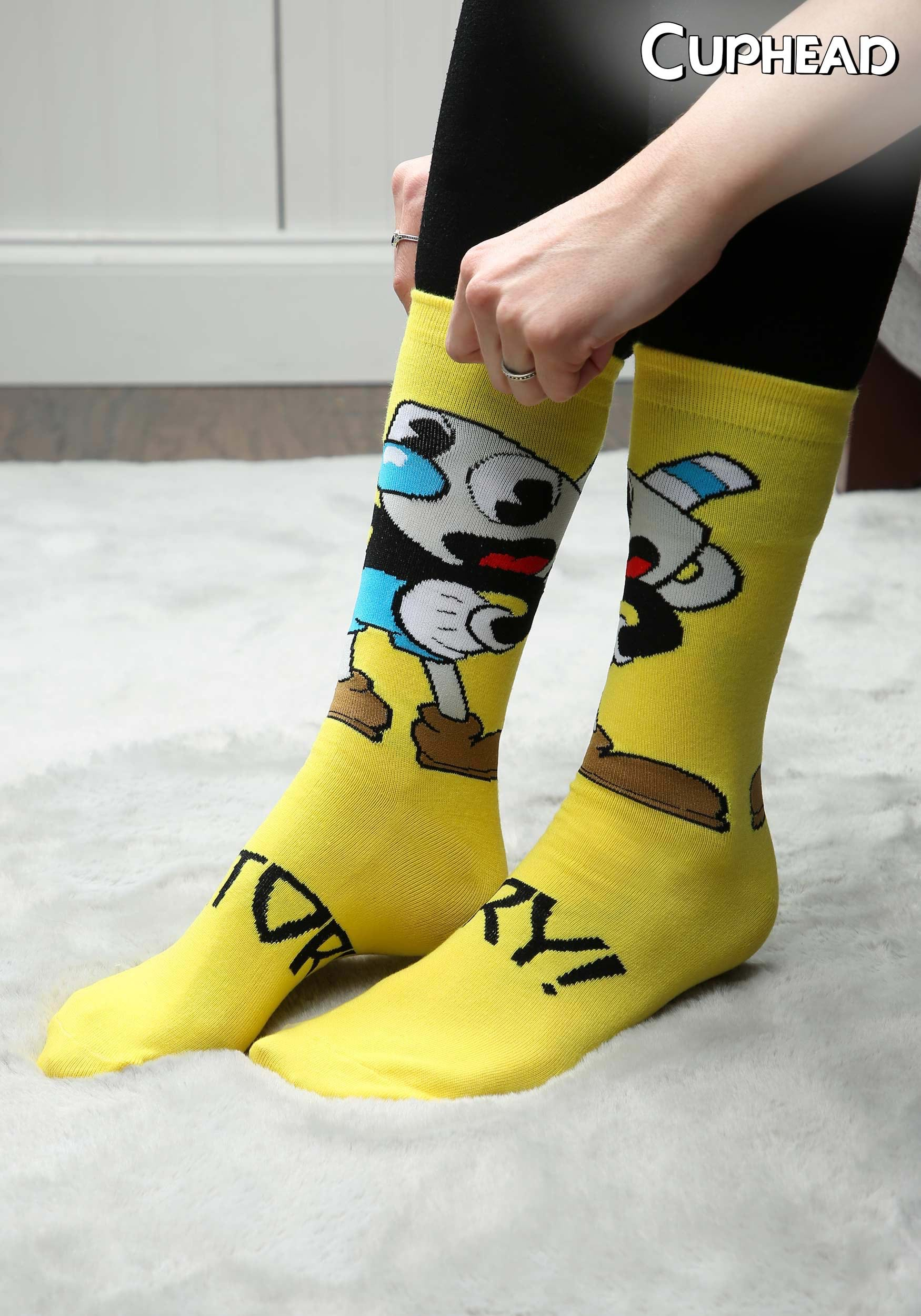 Cuphead Mugman Victory! Crew Socks