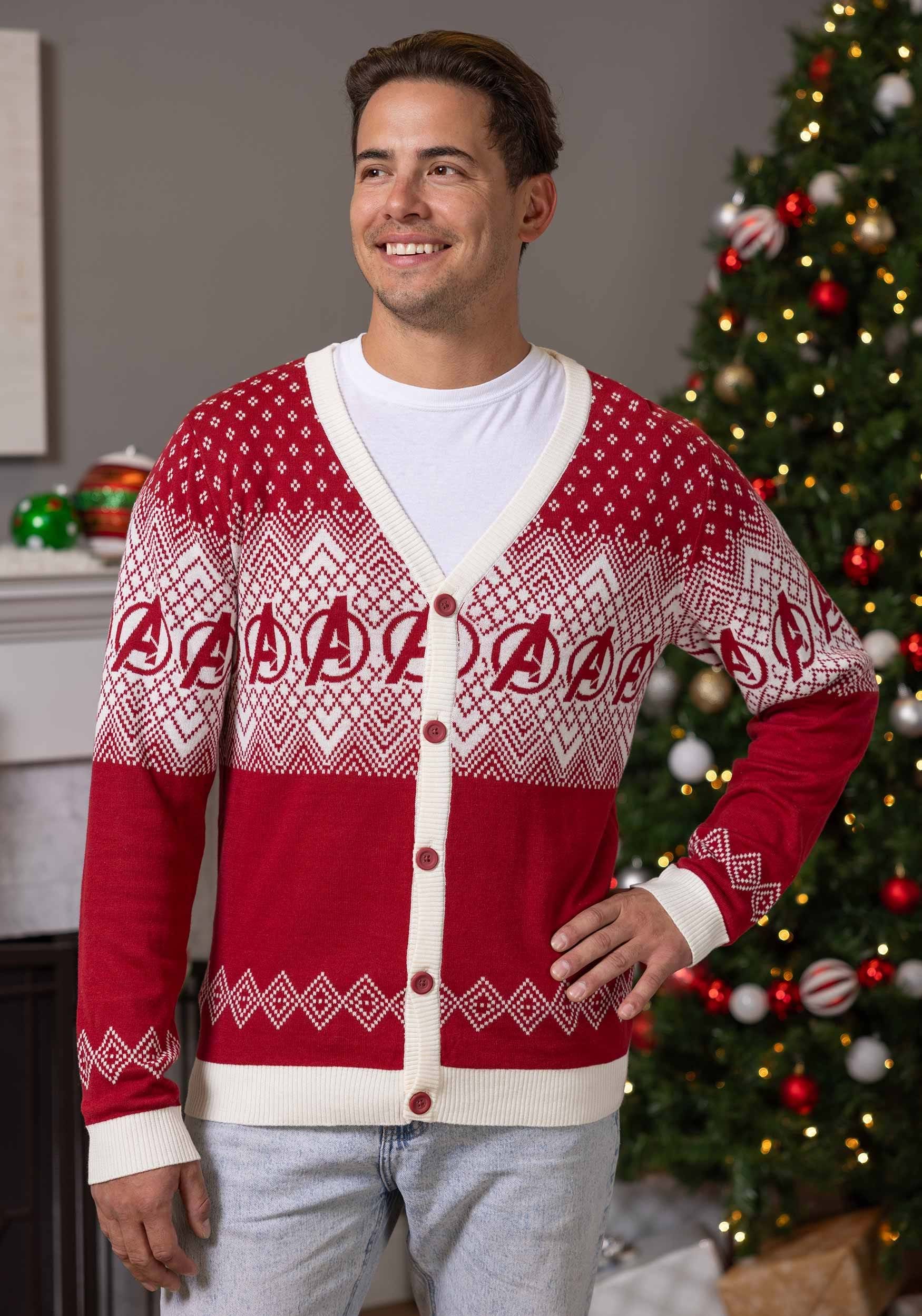 Marvel Avengers Ugly Christmas Cardigan Sweater For Adults