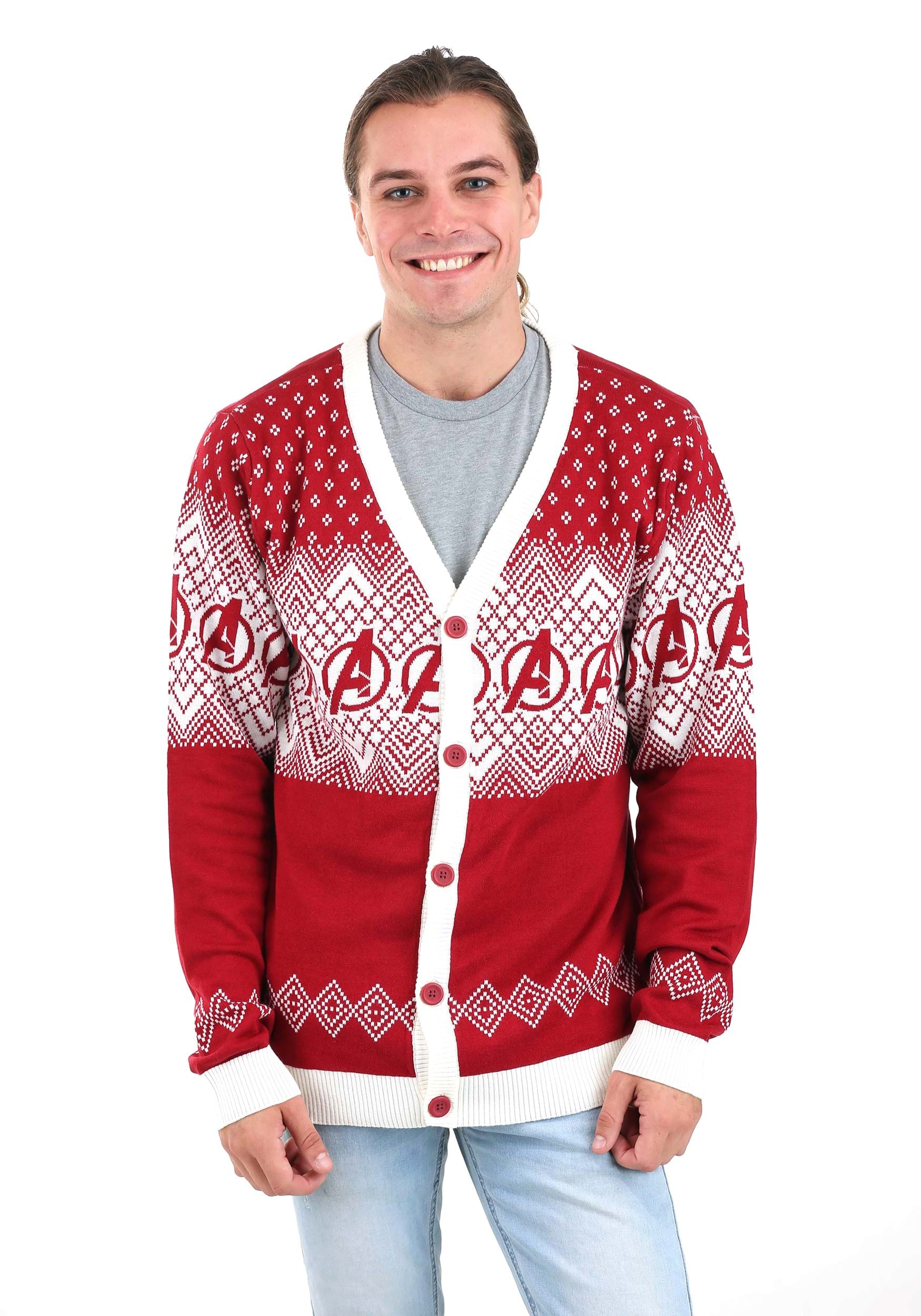 Marvel Avengers Ugly Christmas Cardigan Sweater For Adults