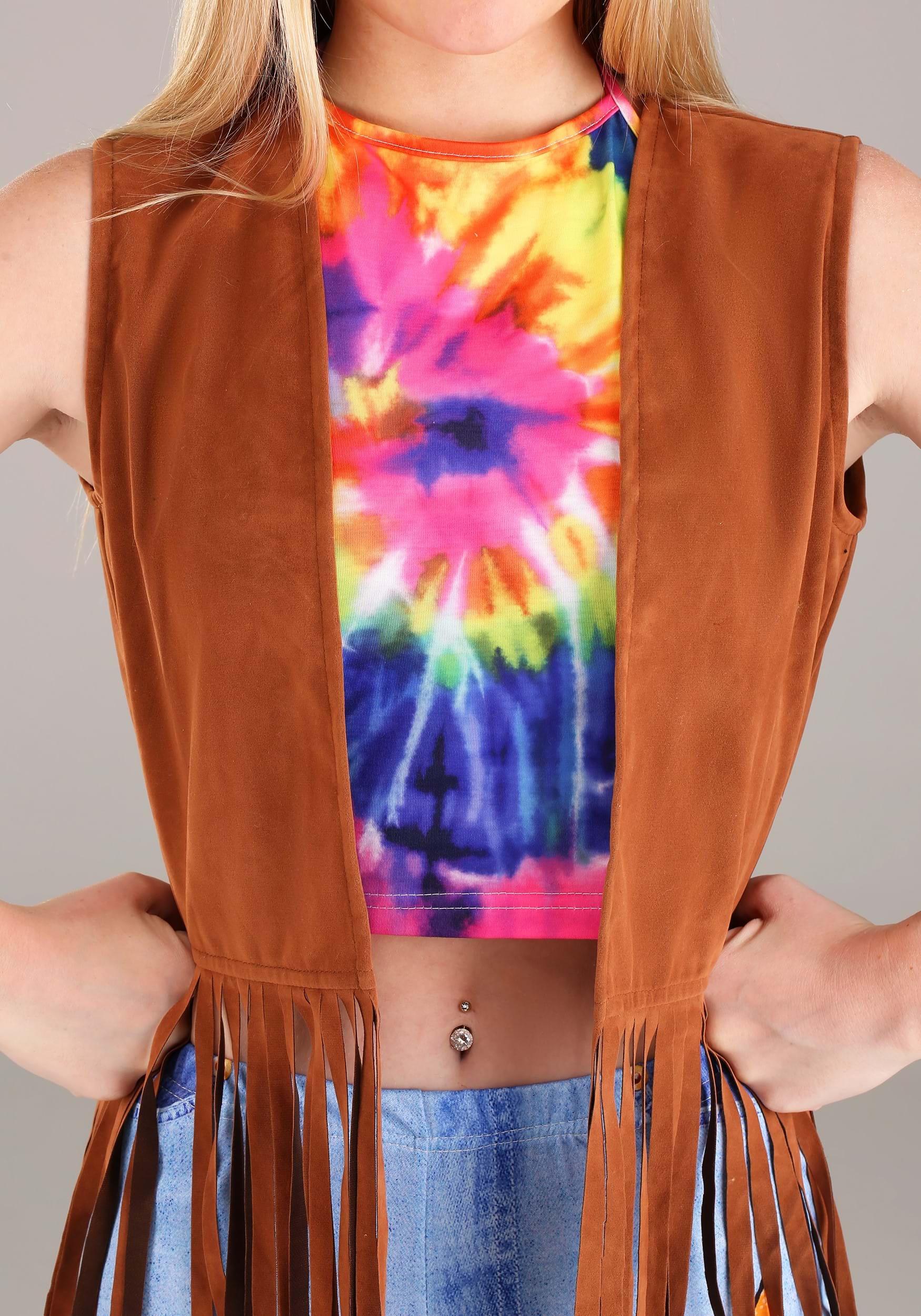 Hippie Fancy Dress Costume Women's Vest