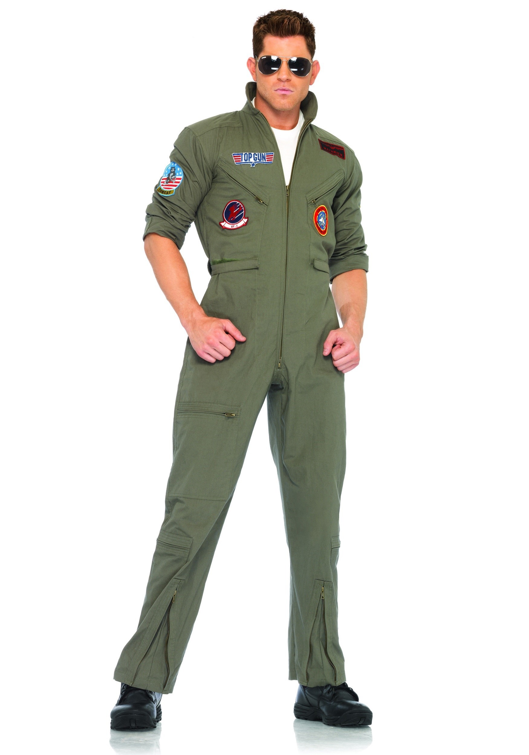 Top Gun Fancy Dress Costume Flight Suit for Men | Pilot Halloween Fancy Dress Costume