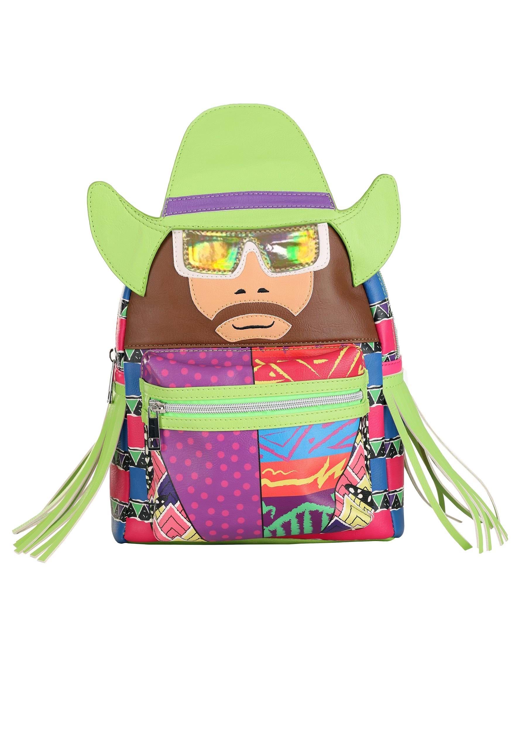 Macho Man Randy Savage Backpack | Adult | Womens | Green/Purple/Red | One-Size | Fun Wear
