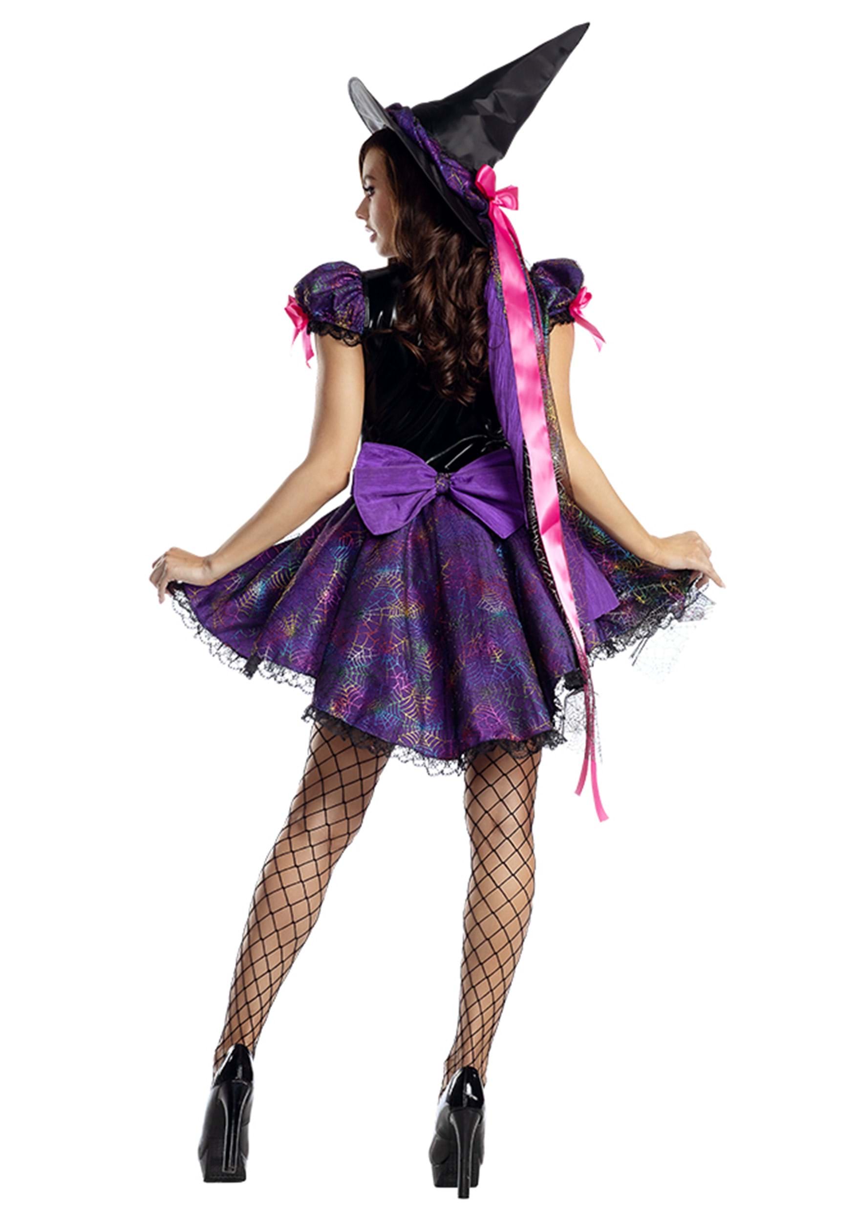 Purple Web Witch Fancy Dress Costume For Women's