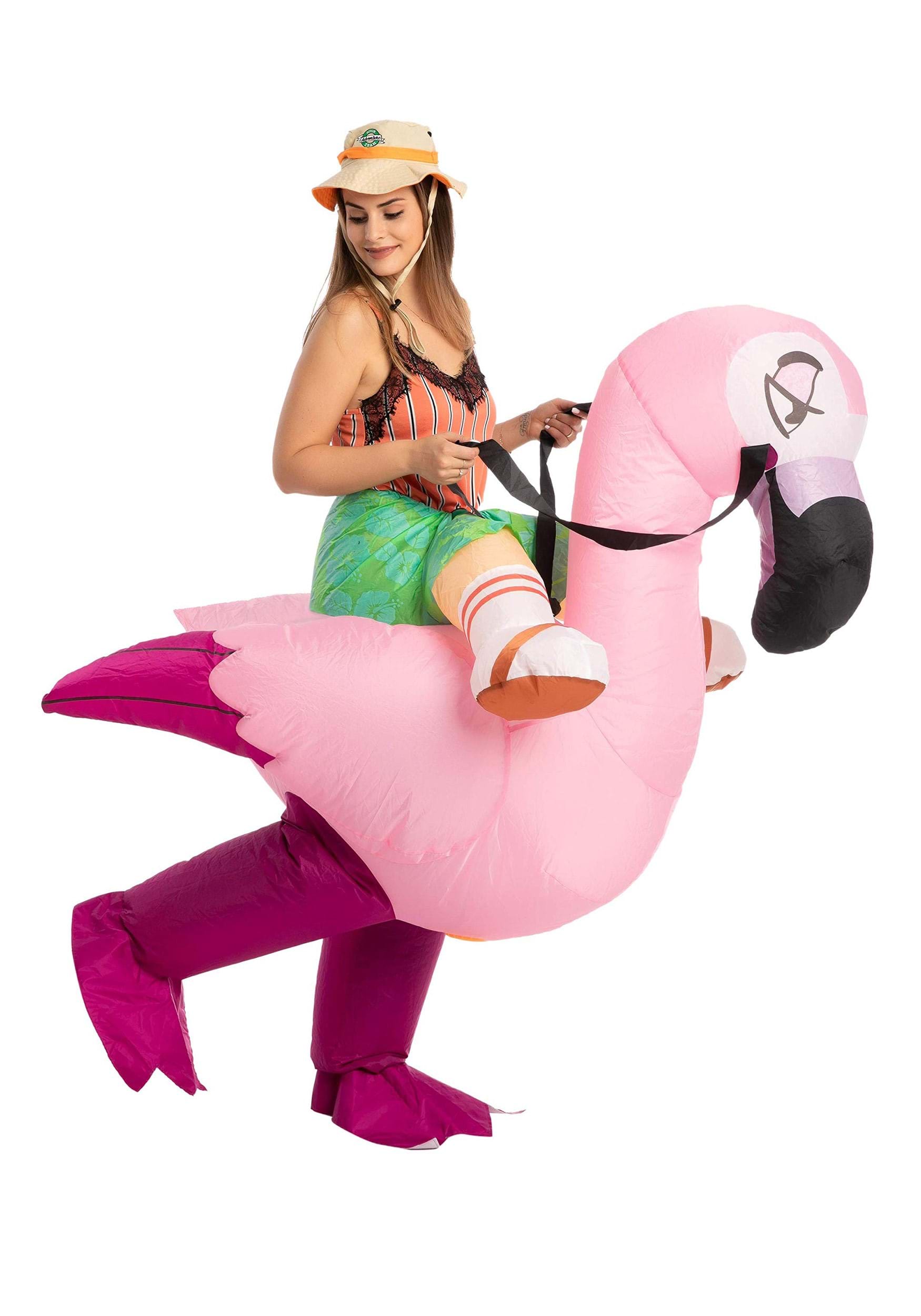 Inflatable Flamingo Ride-On Adult Fancy Dress Costume