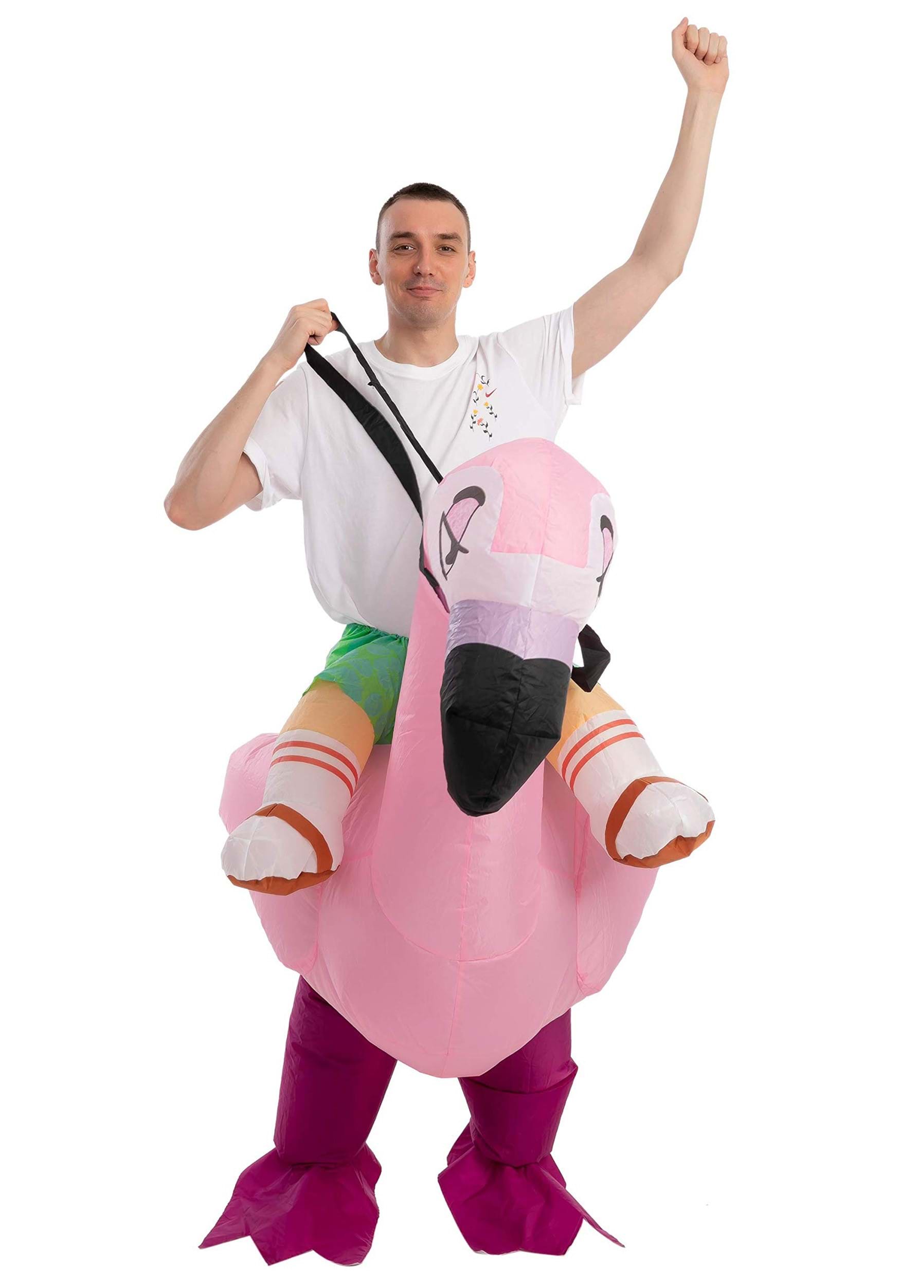 Inflatable Flamingo Ride-On Adult Fancy Dress Costume