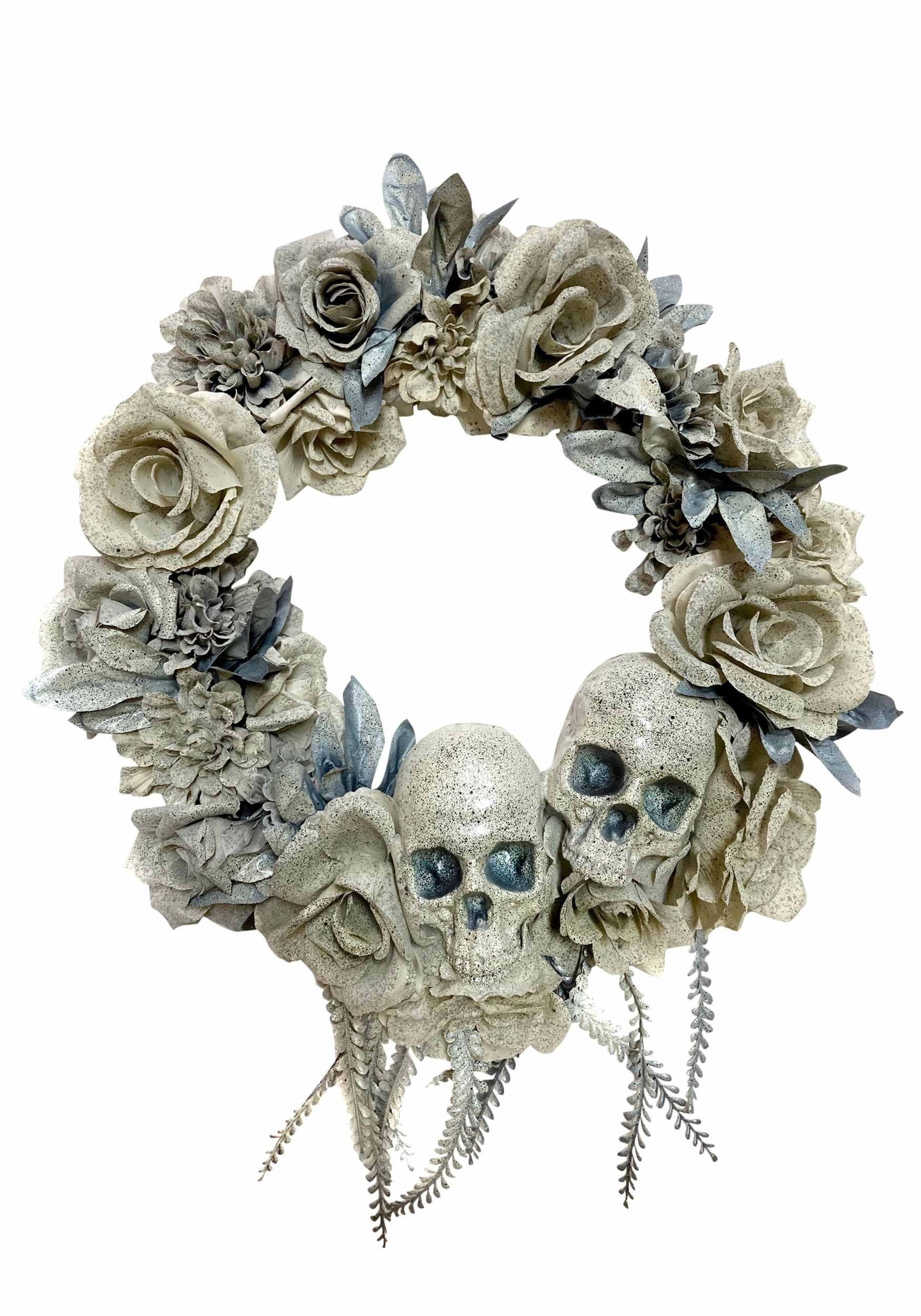 20 Faux Stone Skull & Roses Wreath Decoration , Halloween Wreaths