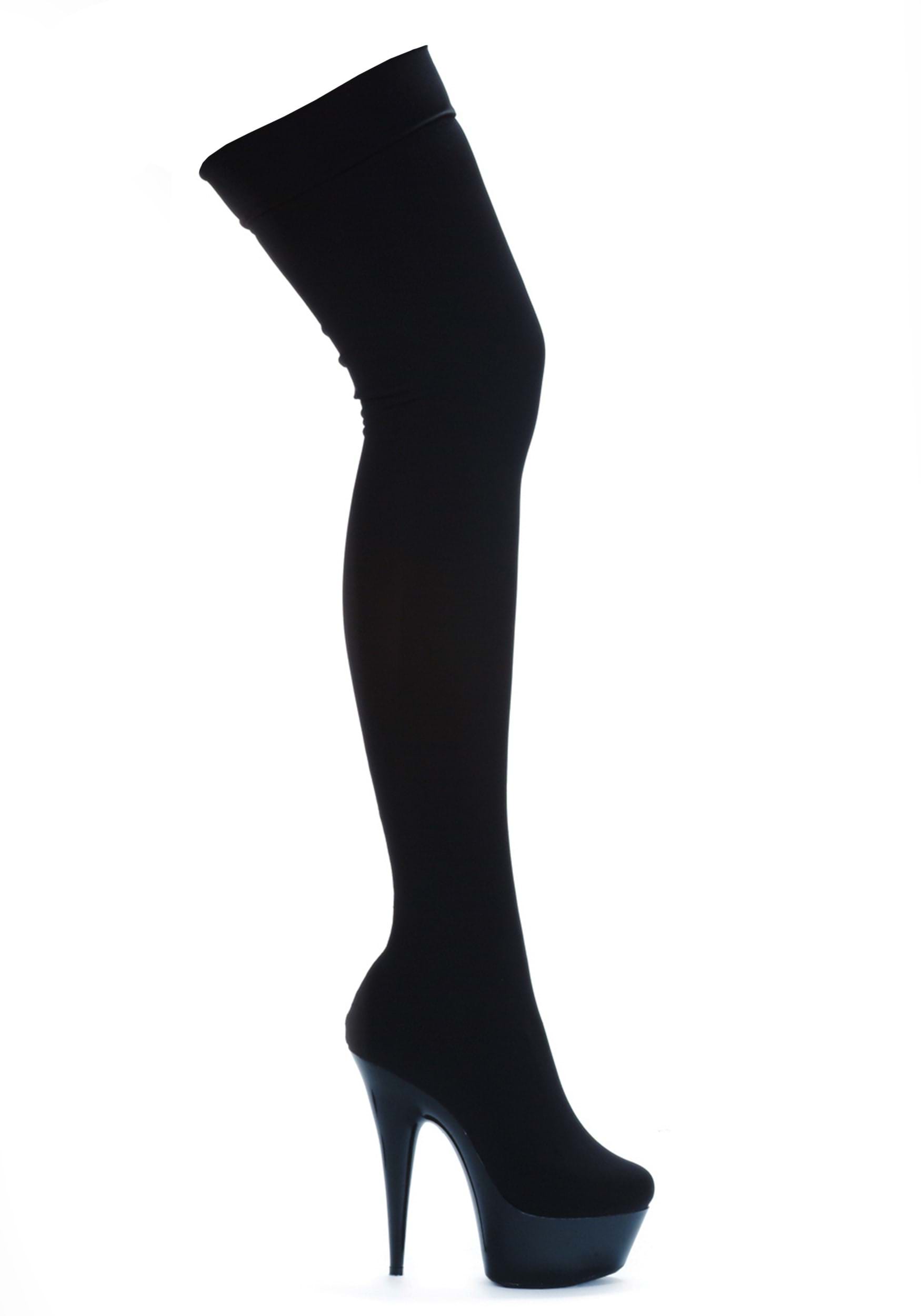 Black Stretch Lycra Thigh High Women's Boots