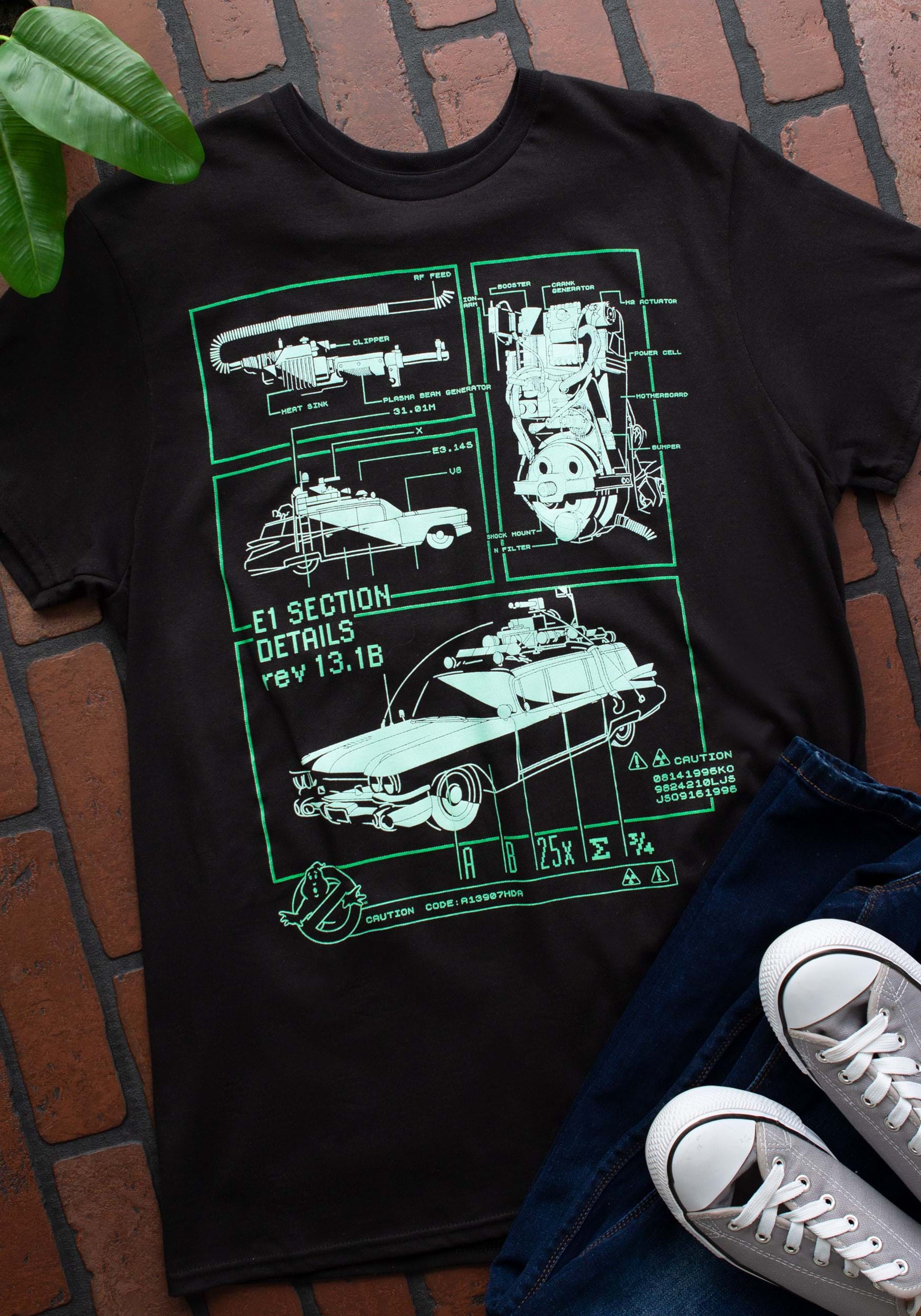 Adult Ghostbusters Glow In The Dark Double Schematic T-Shirt