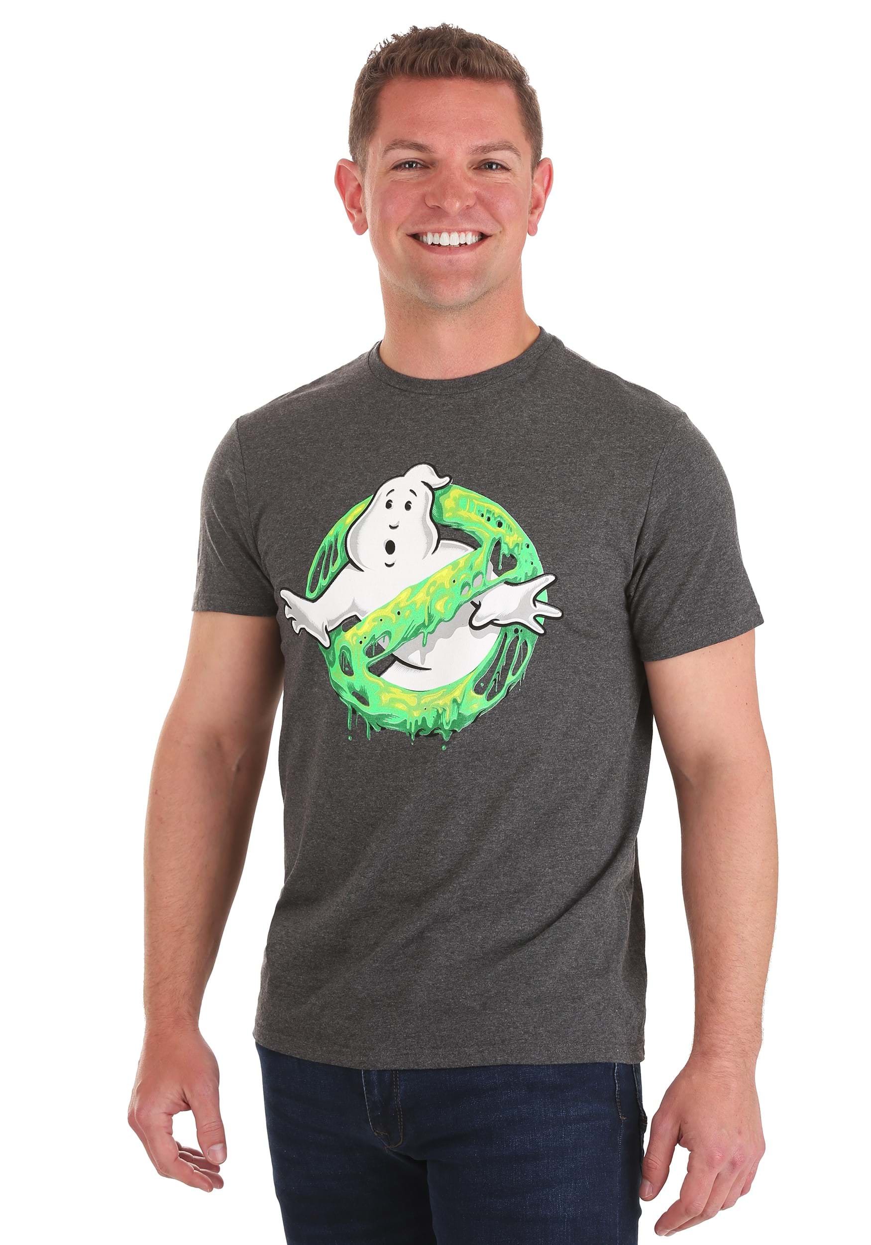 Adult Ghostbusters Glow In The Dark Slimy Logo T-Shirt