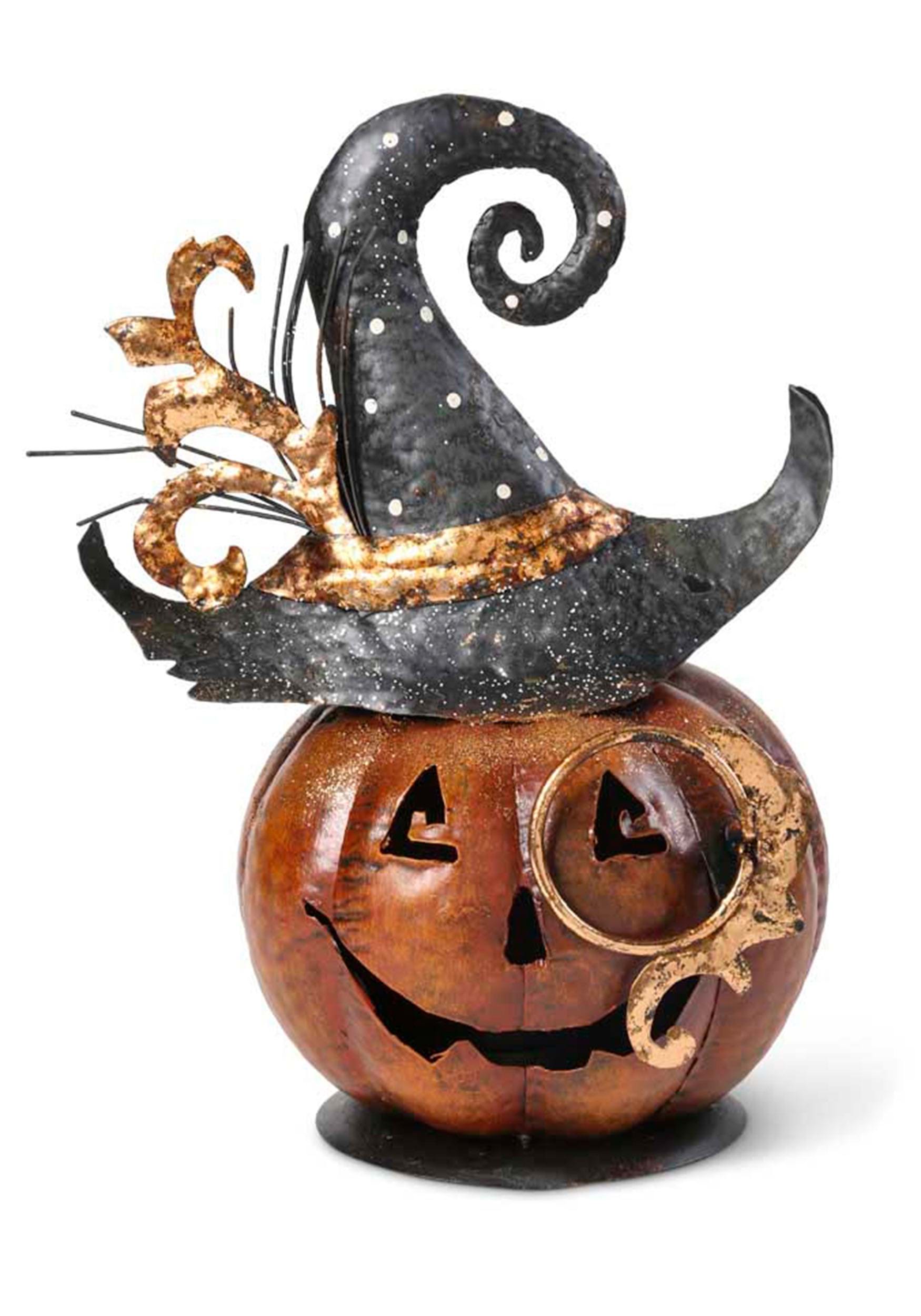 11 Inch Metal Jack 'O Lantern Halloween Decoration , Pumpkin Decoration