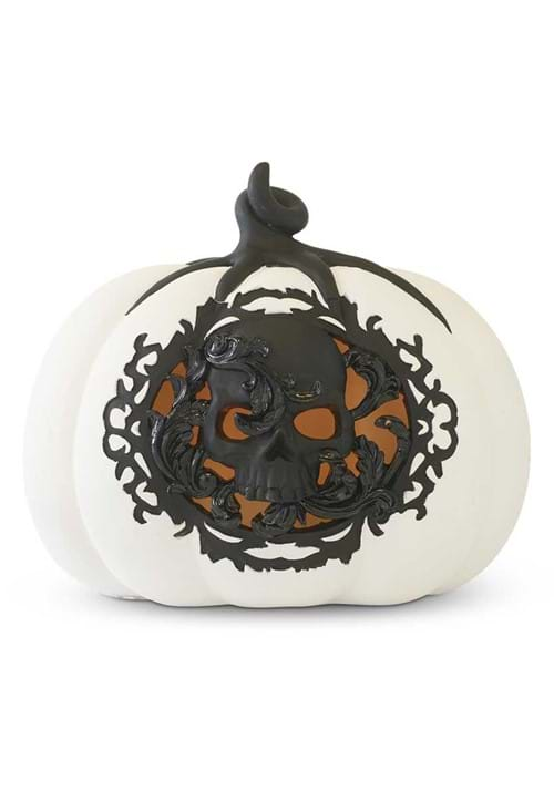 7 75 Inch LED Pumpkin Filigree and Skull